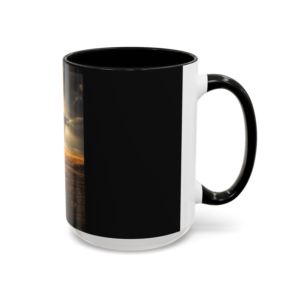 American Flag Cross Coffee Mug — Patriotic Religious Tribute Accent Mug
