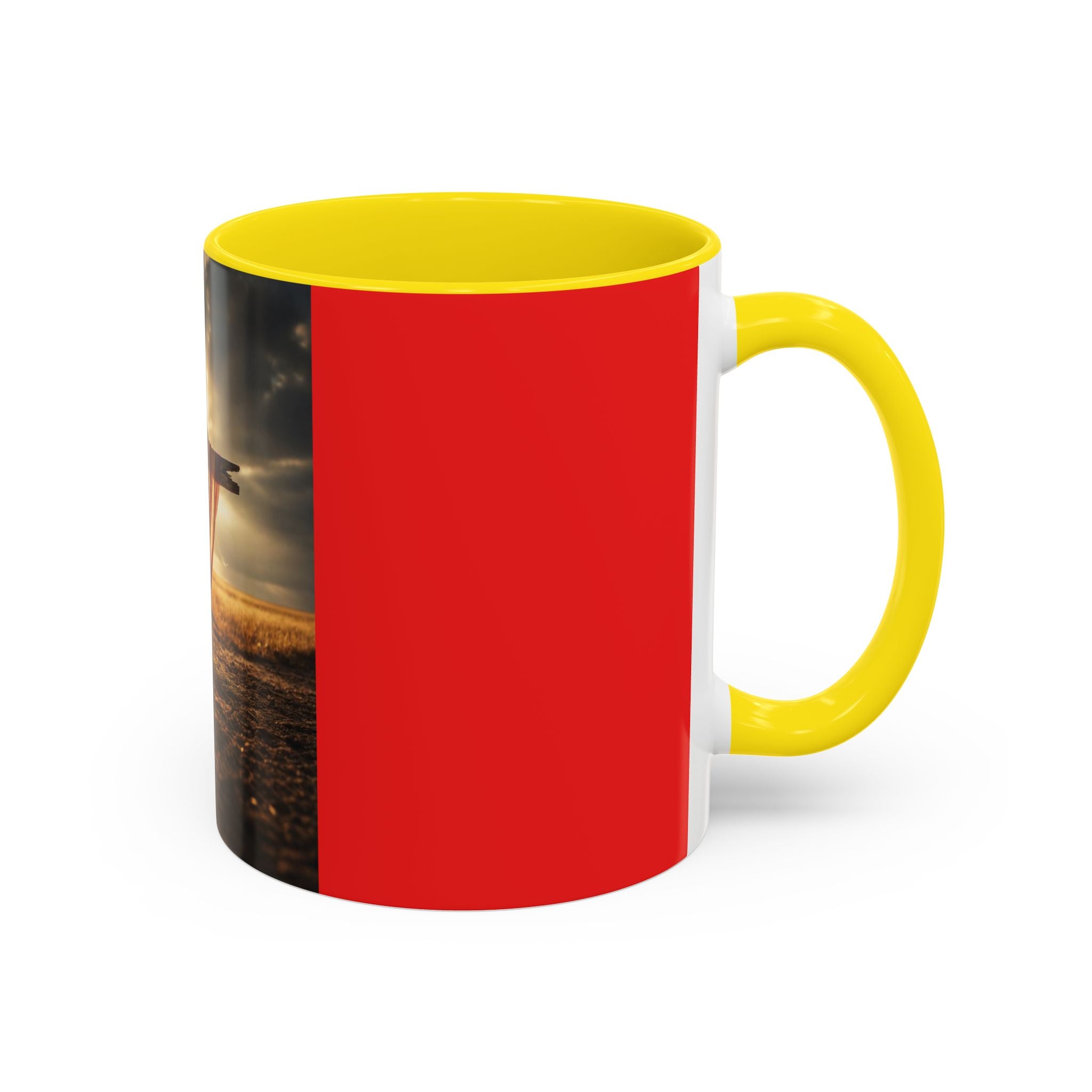 Patriotic Cross Coffee Mug – American Flag Christian Faith 11/15oz Accent Mug