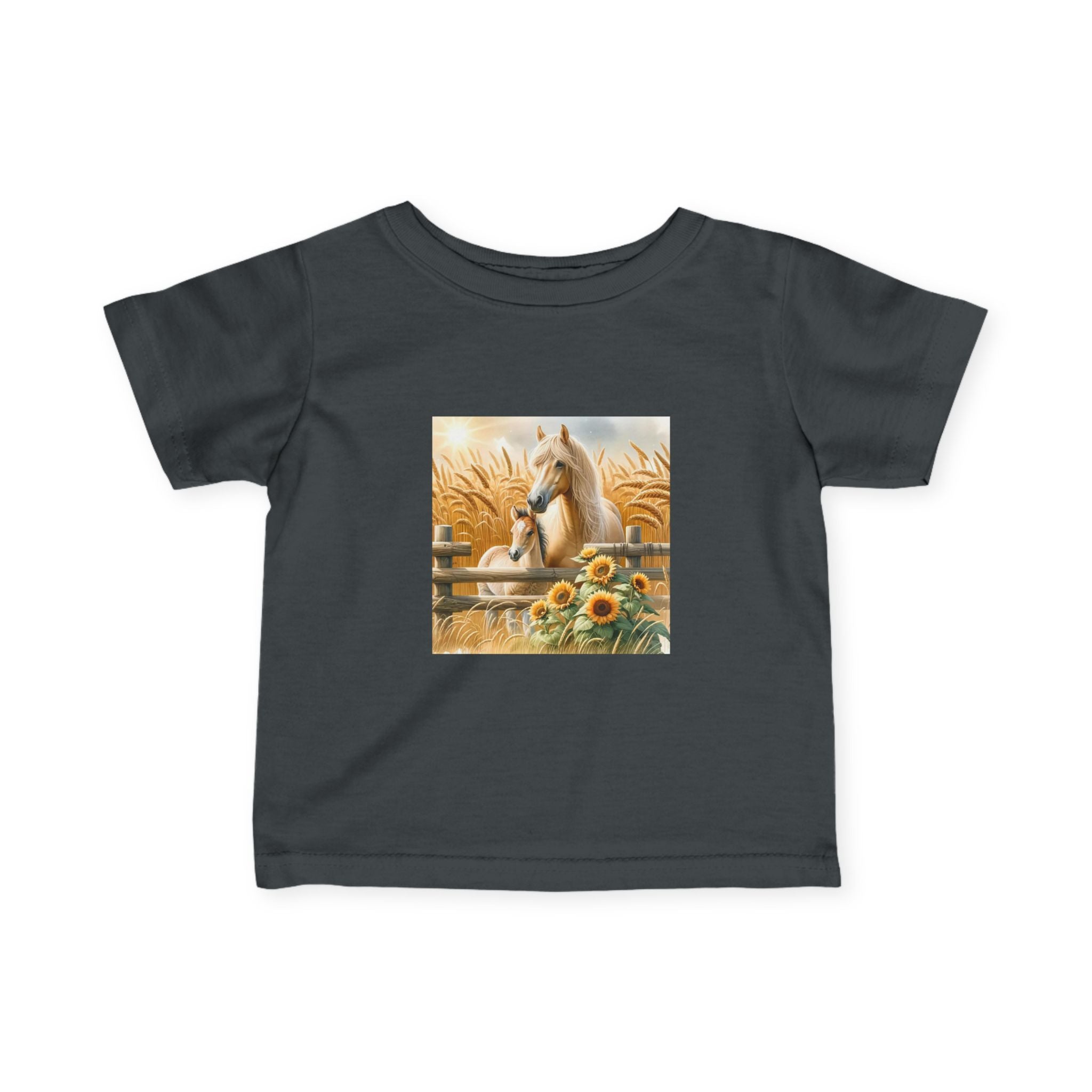 Infant Tee — Rustic Horse & Sunflower Farmyard Design