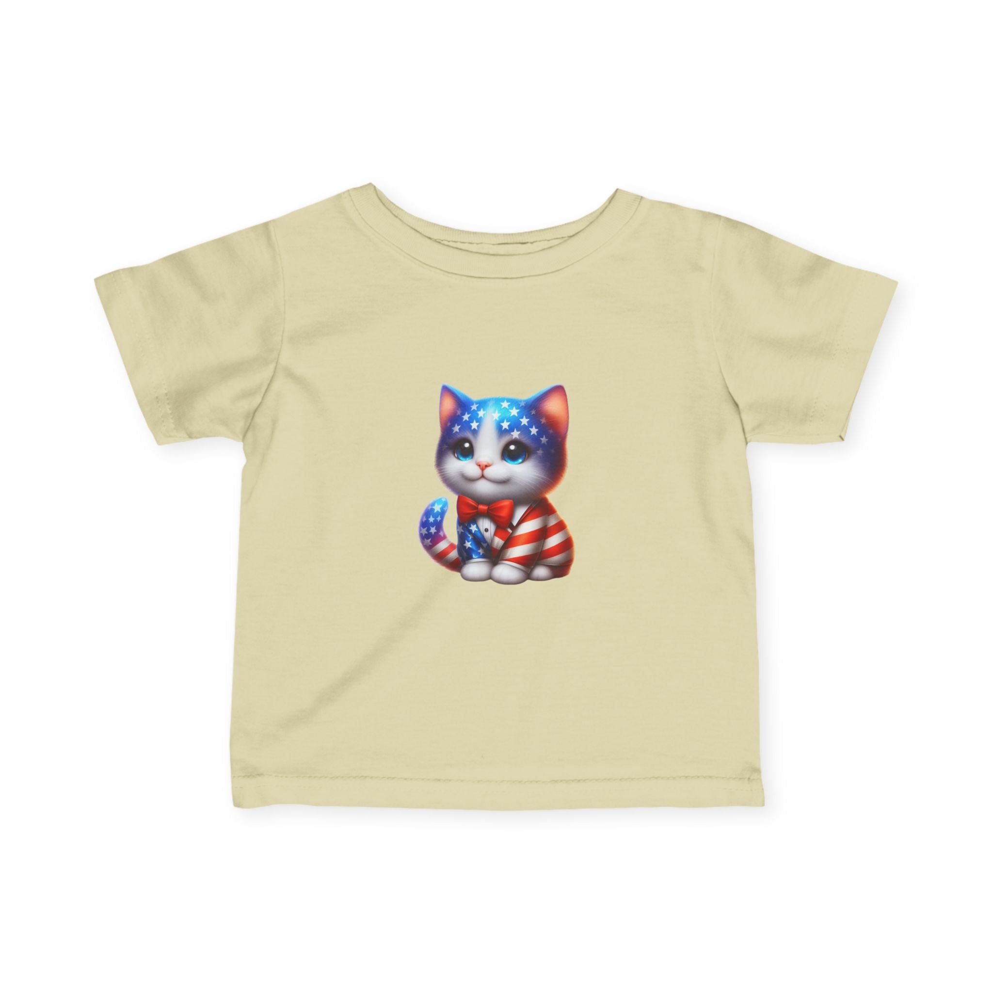 Infant Tee — Patriotic American Flag Kitten Baby Shirt