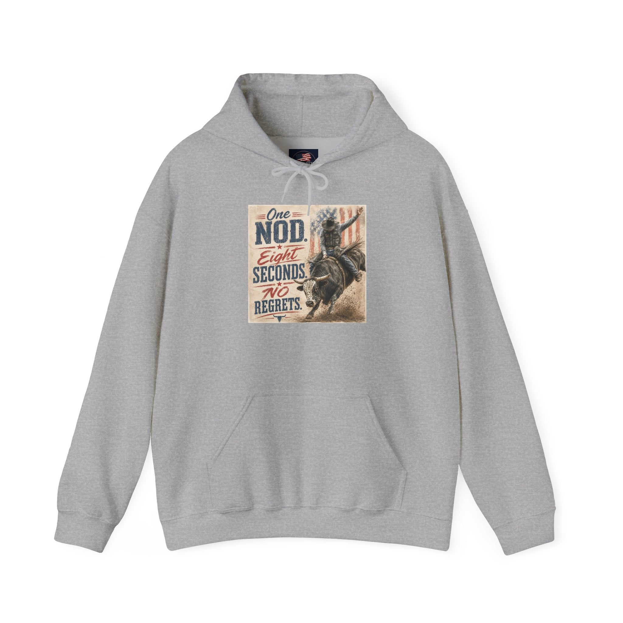 Hoodie - 'One Nod Eight Seconds No Regrets' Motorcycle Rider Vintage Graphic Hoodie