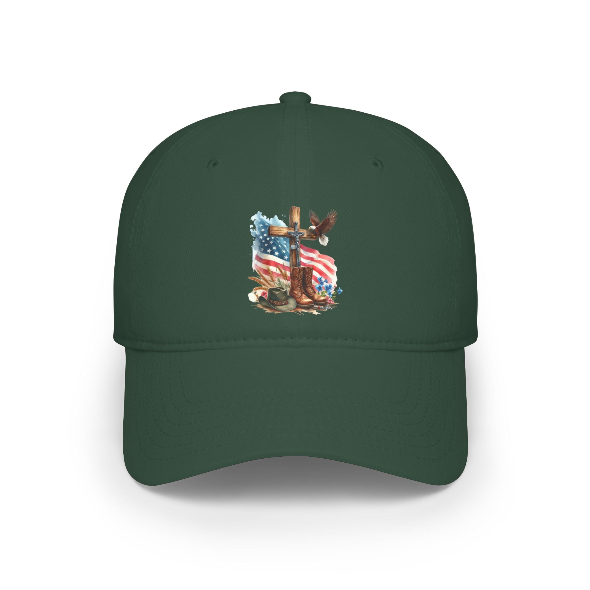 American Flag Cross Cap — Patriotic Low Profile Baseball Hat