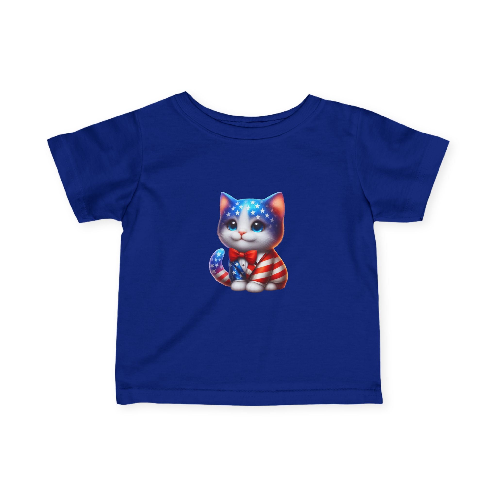 Infant Tee — Patriotic American Flag Kitten Baby Shirt