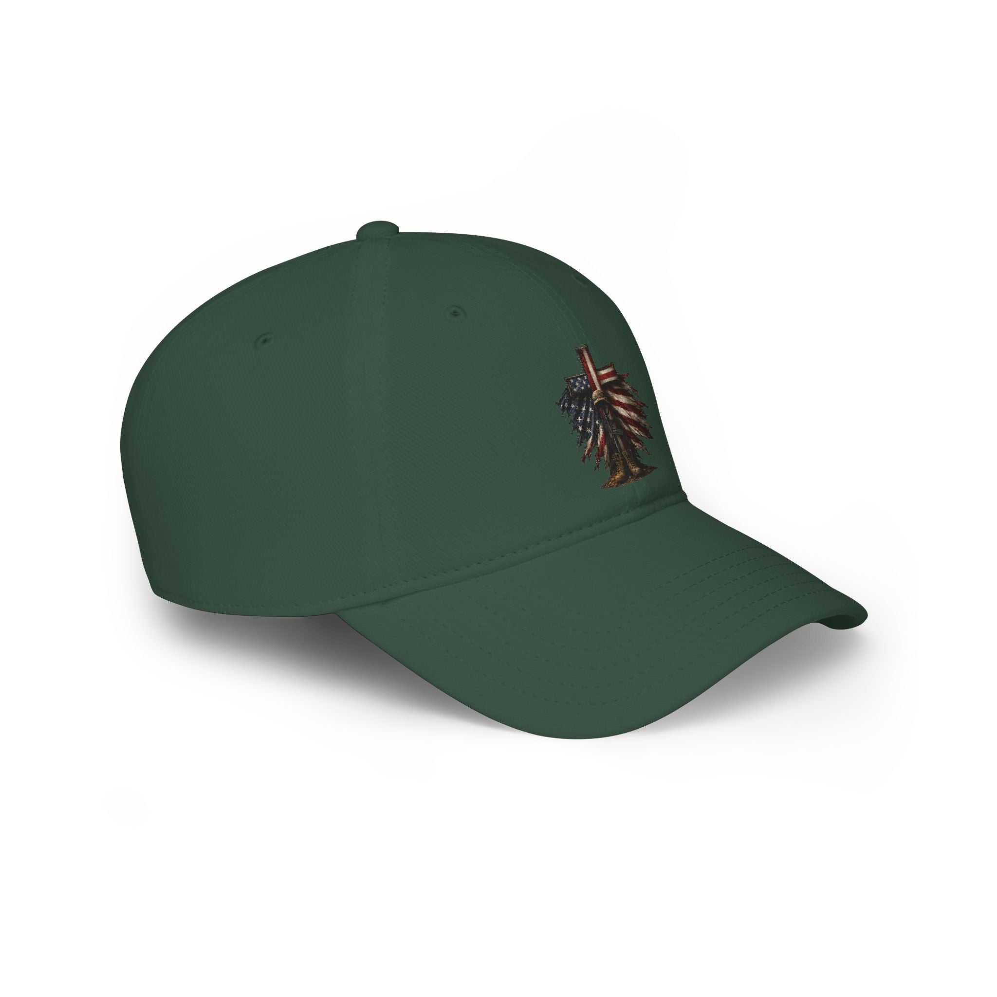 Low Profile Cap — Rustic American Flag Cross Emblem
