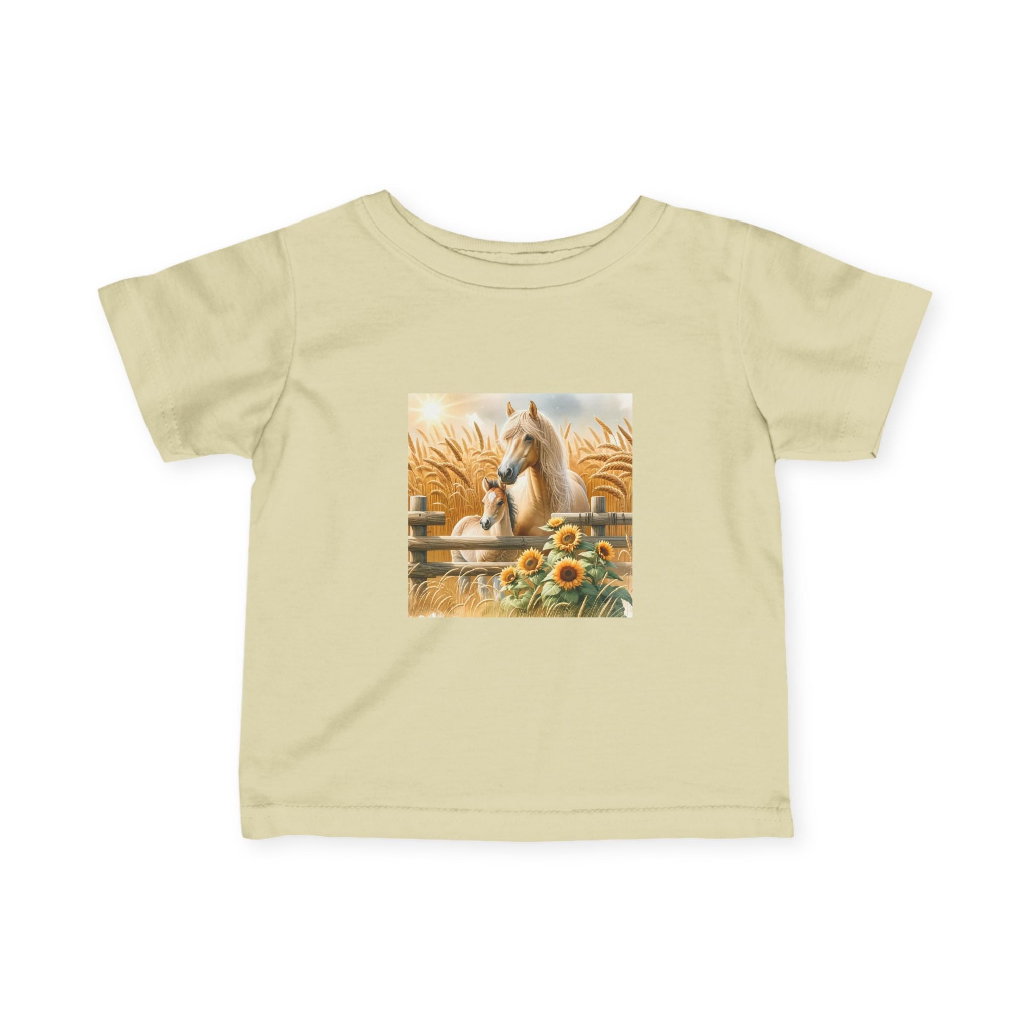 Infant Tee — Rustic Horse & Sunflower Farmyard Design