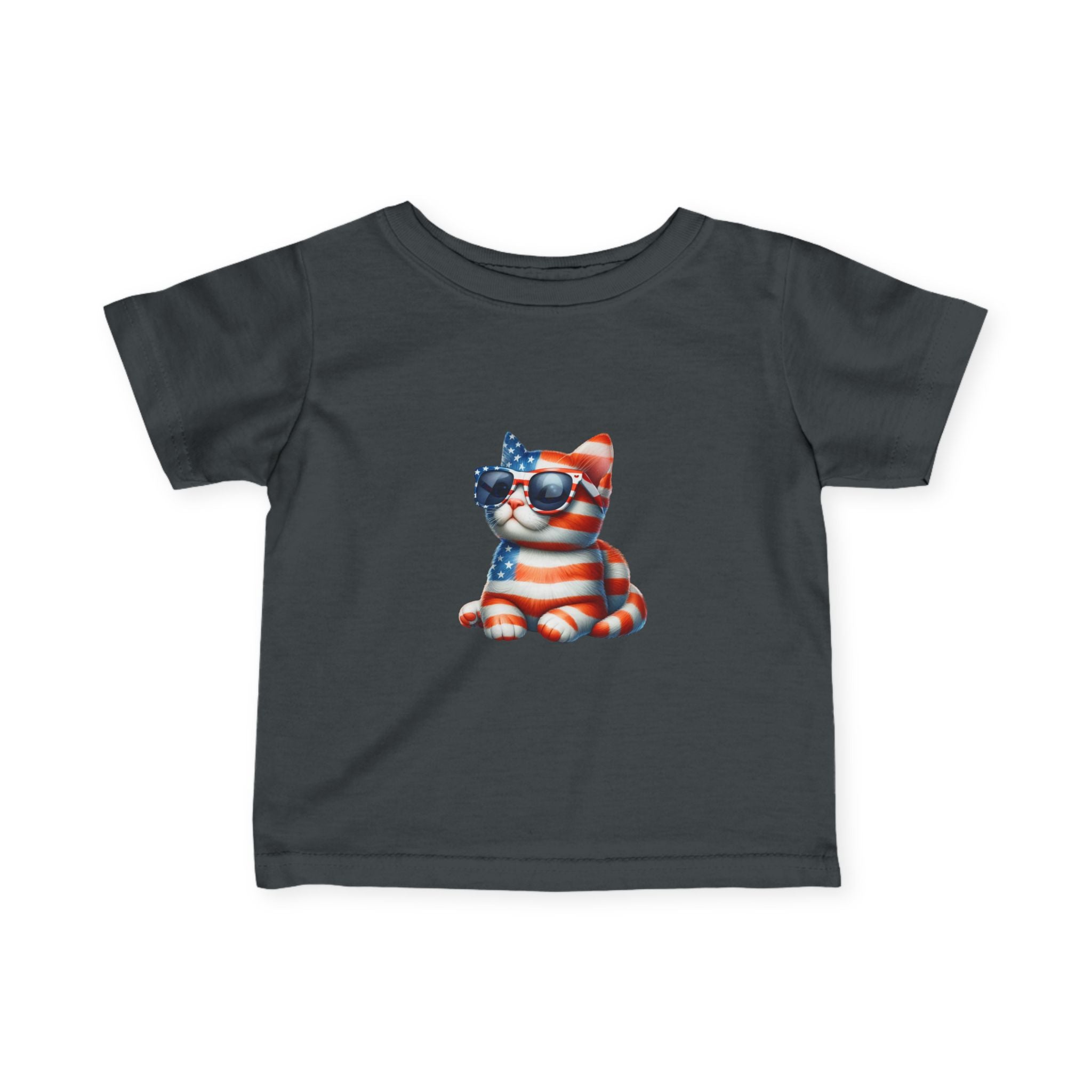 Patriotic Kitty Infant Tee — American Flag Cat Baby Shirt