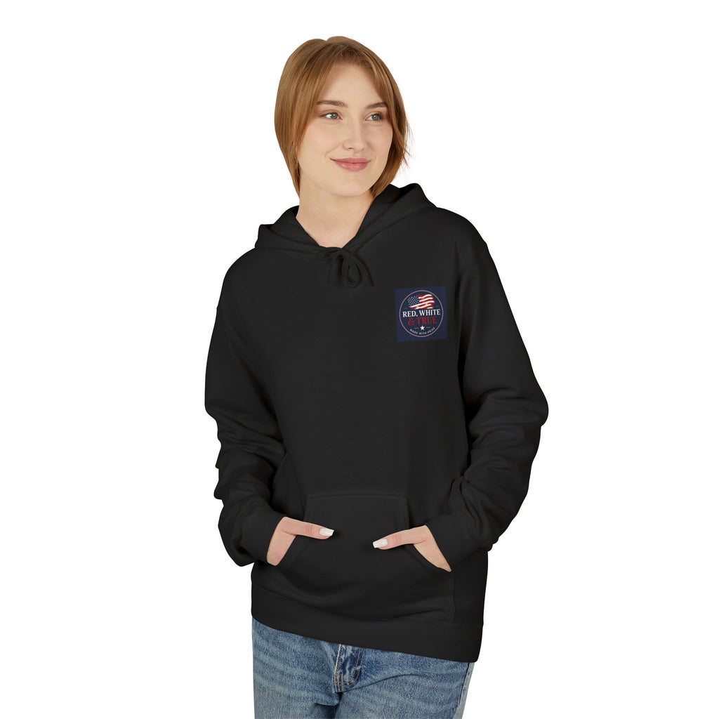 Red White & True Hoodie — Patriotic Cross Sunset Pullover