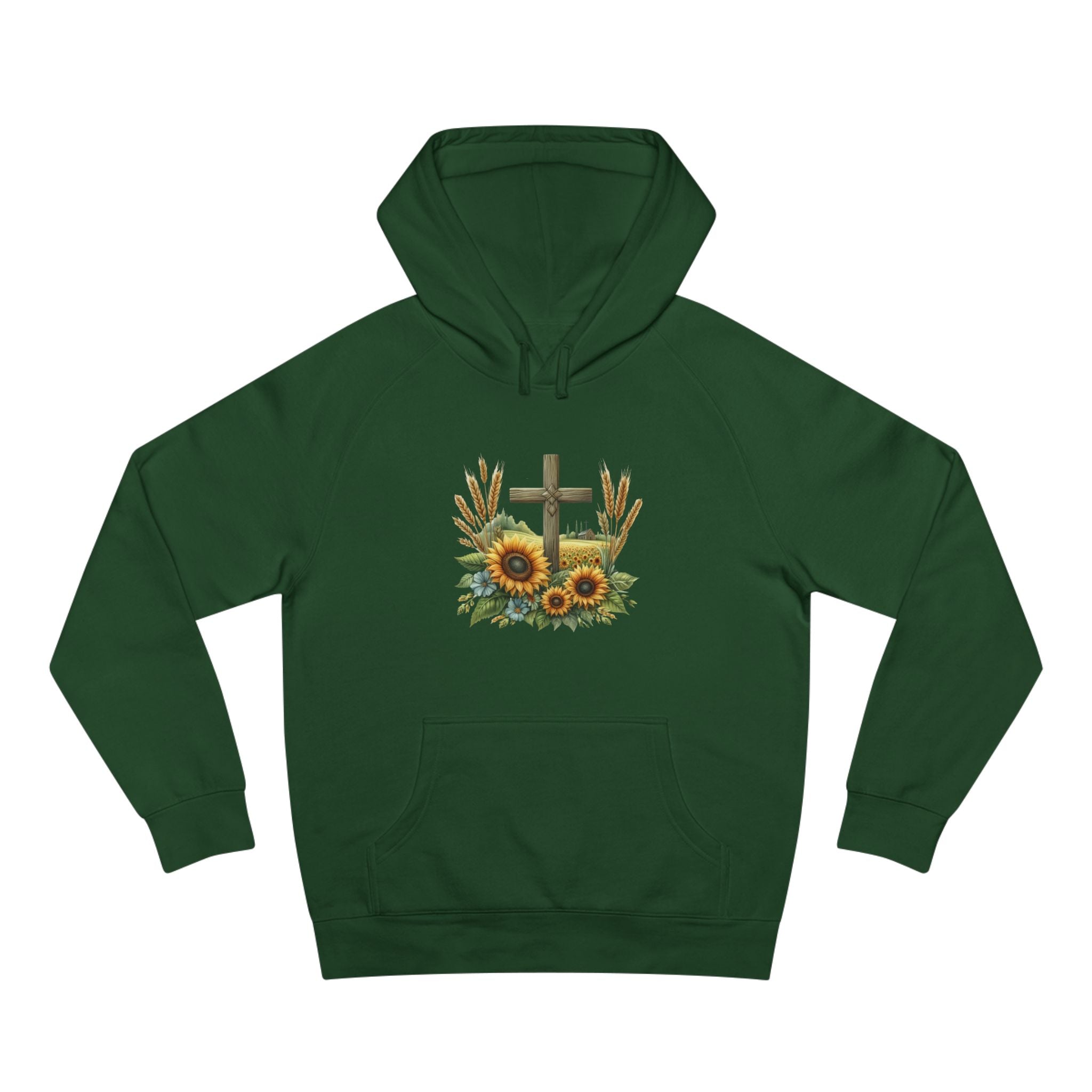 Sunflower Cross Hoodie — Christian Faith Floral Pullover