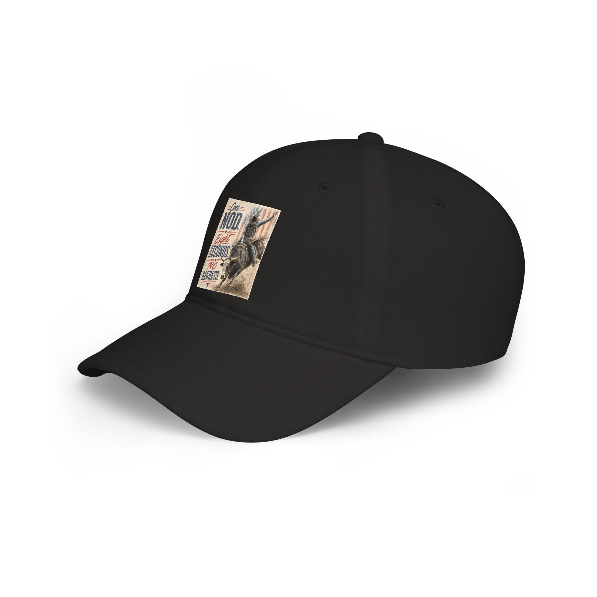Low Profile Baseball Cap - 'One Nod Eight Seconds No Regrets' Bull Rider Rodeo Hat
