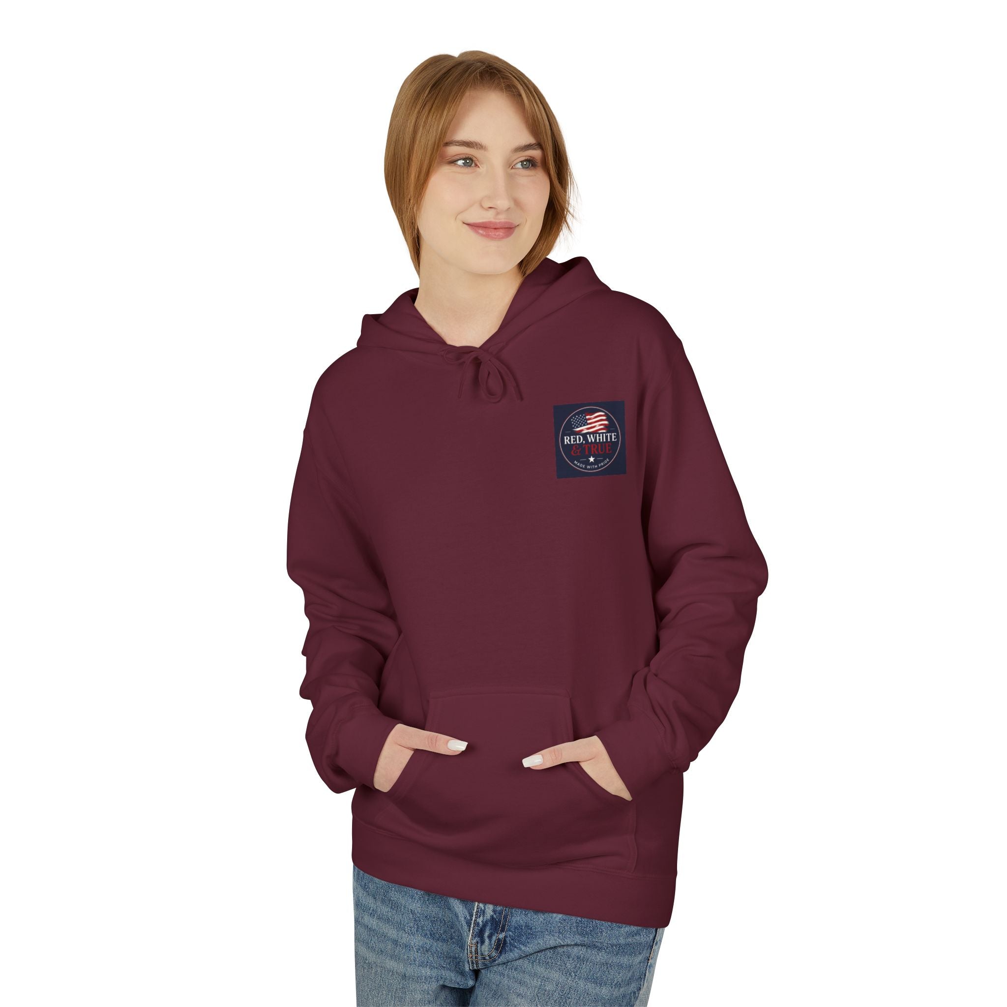 Red White & True Hoodie — Patriotic Cross Sunset Pullover