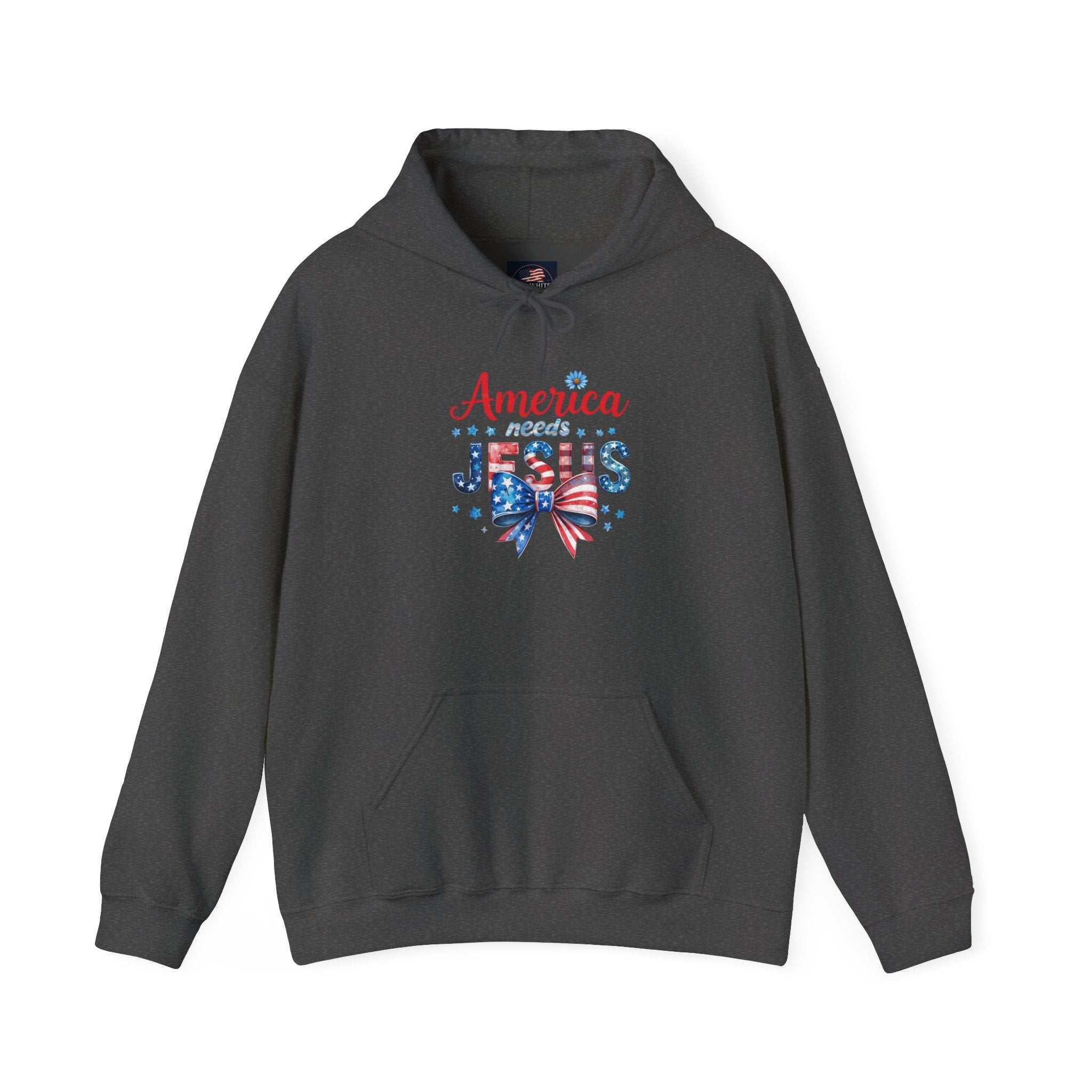 America Loves Jesus Patriotic Hoodie – Flag Bow Christian Sweatshirt