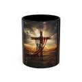 American Flag Cross Coffee Mug — Patriotic Religious Tribute Accent Mug