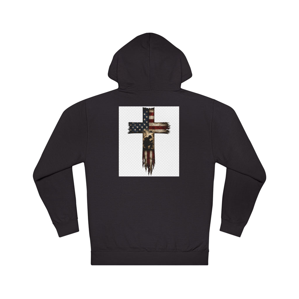 American Flag Cross Hoodie — Patriotic Christian Pullover