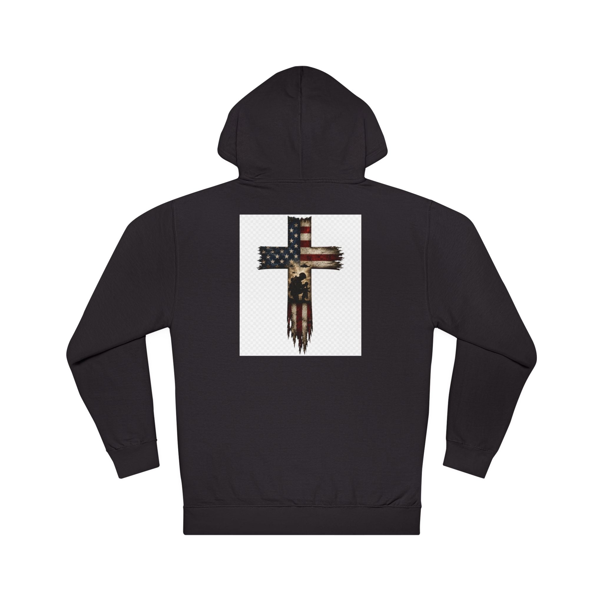 American Flag Cross Hoodie — Patriotic Christian Pullover
