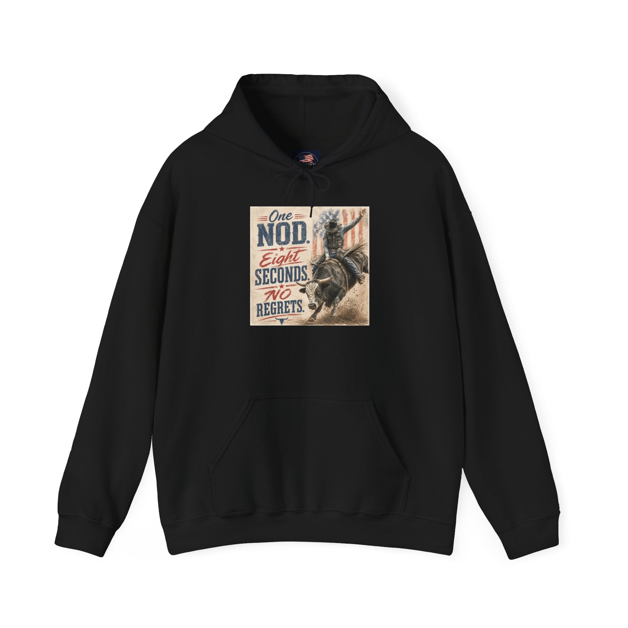 Hoodie - 'One Nod Eight Seconds No Regrets' Motorcycle Rider Vintage Graphic Hoodie