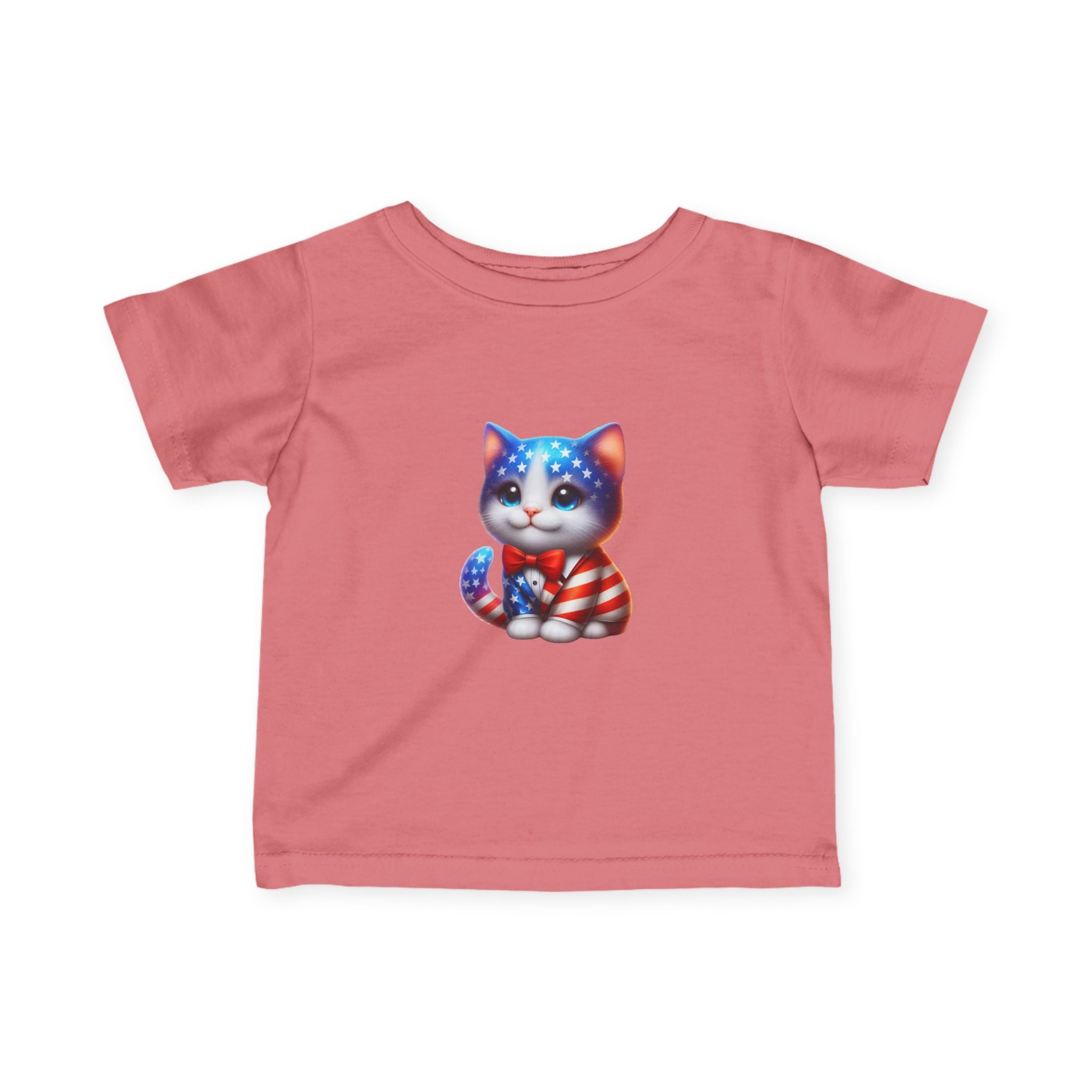 Infant Tee — Patriotic American Flag Kitten Baby Shirt