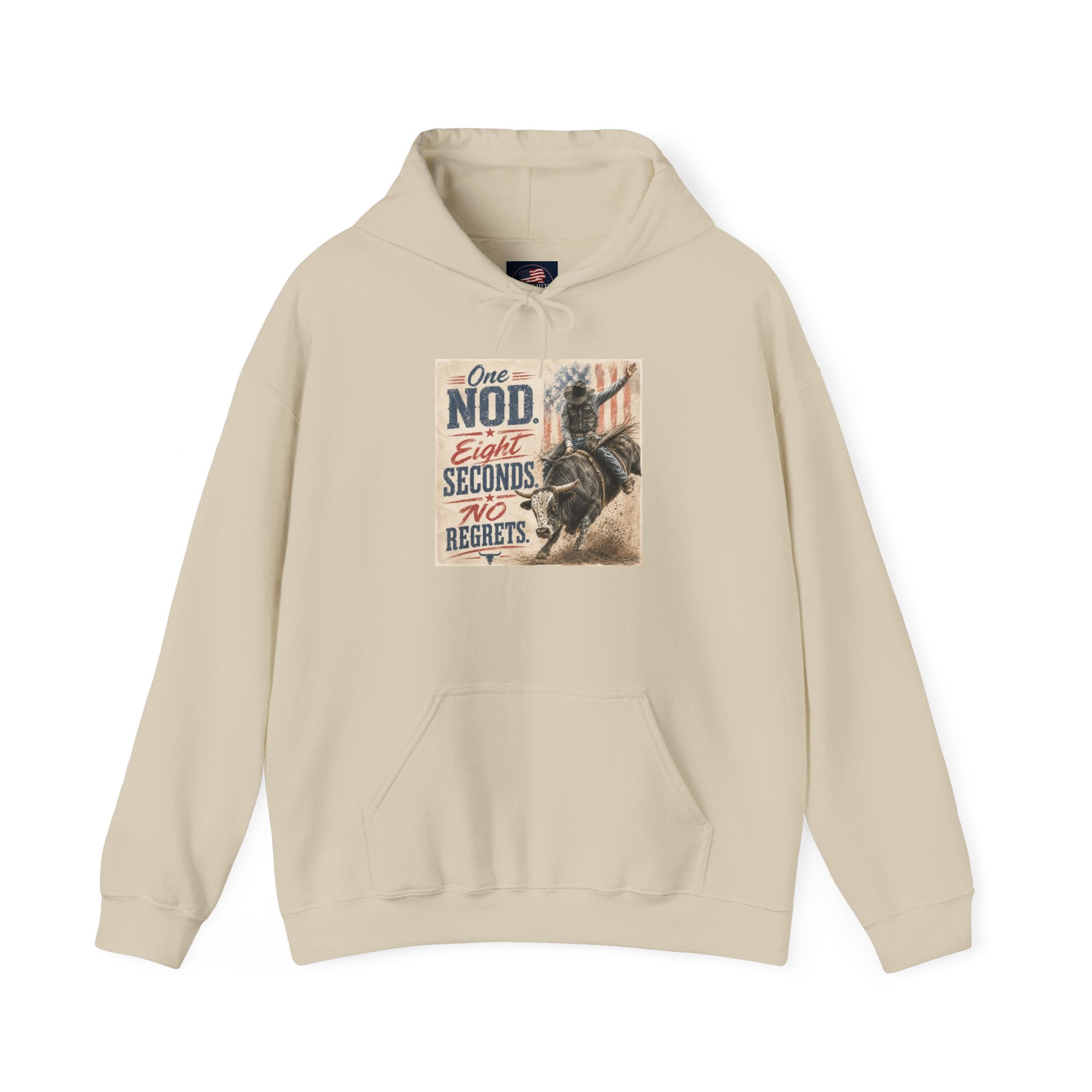 Hoodie - 'One Nod Eight Seconds No Regrets' Motorcycle Rider Vintage Graphic Hoodie