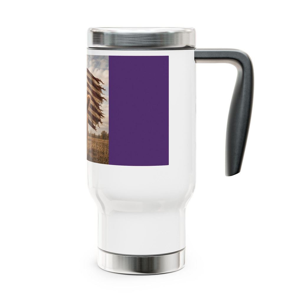 American Farmhouse Travel Mug — Highland Calf with Flag, 14oz Stainless Steel