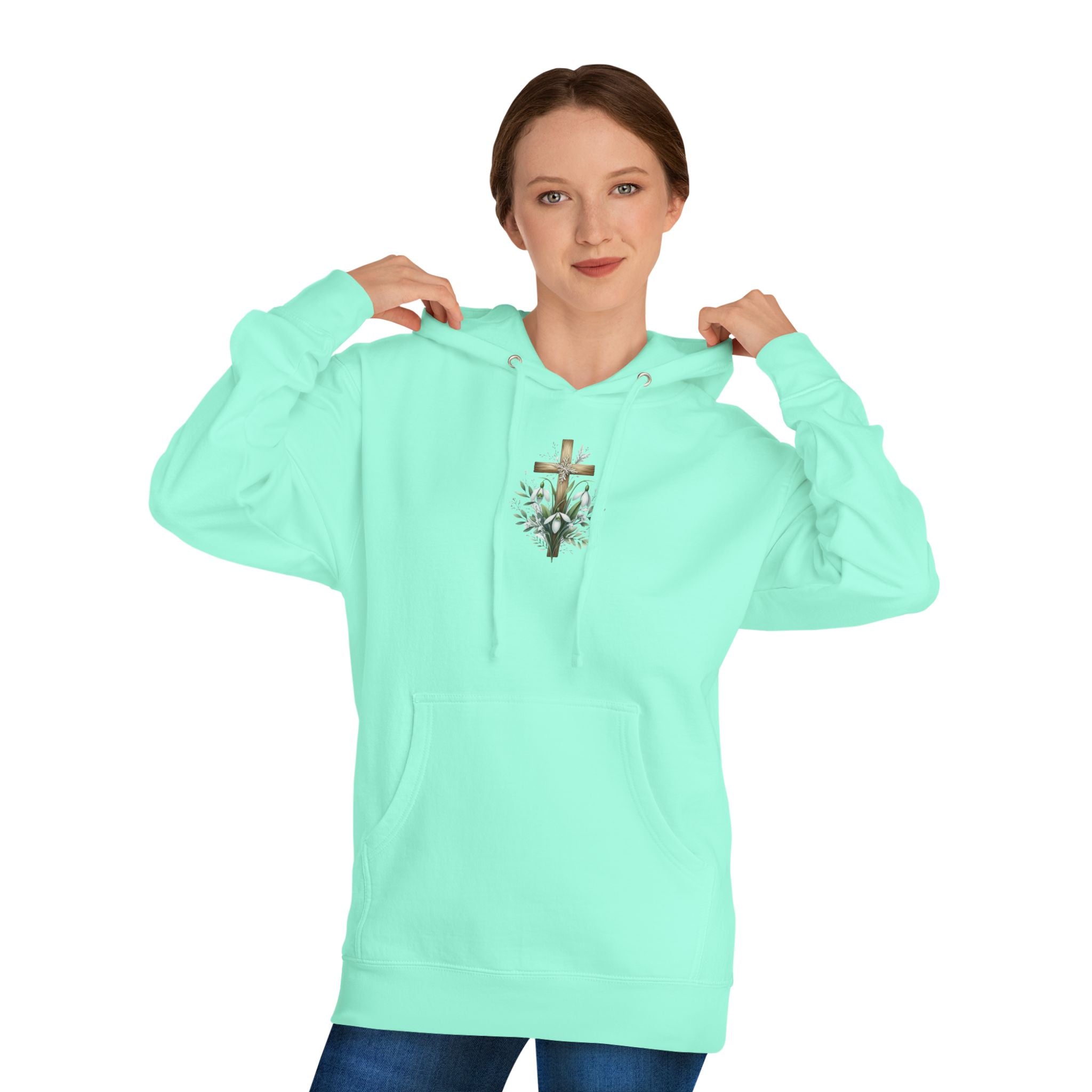 Floral Cross Hoodie – Small Easter Cross Floral Graphic Hooded Sweatshirt