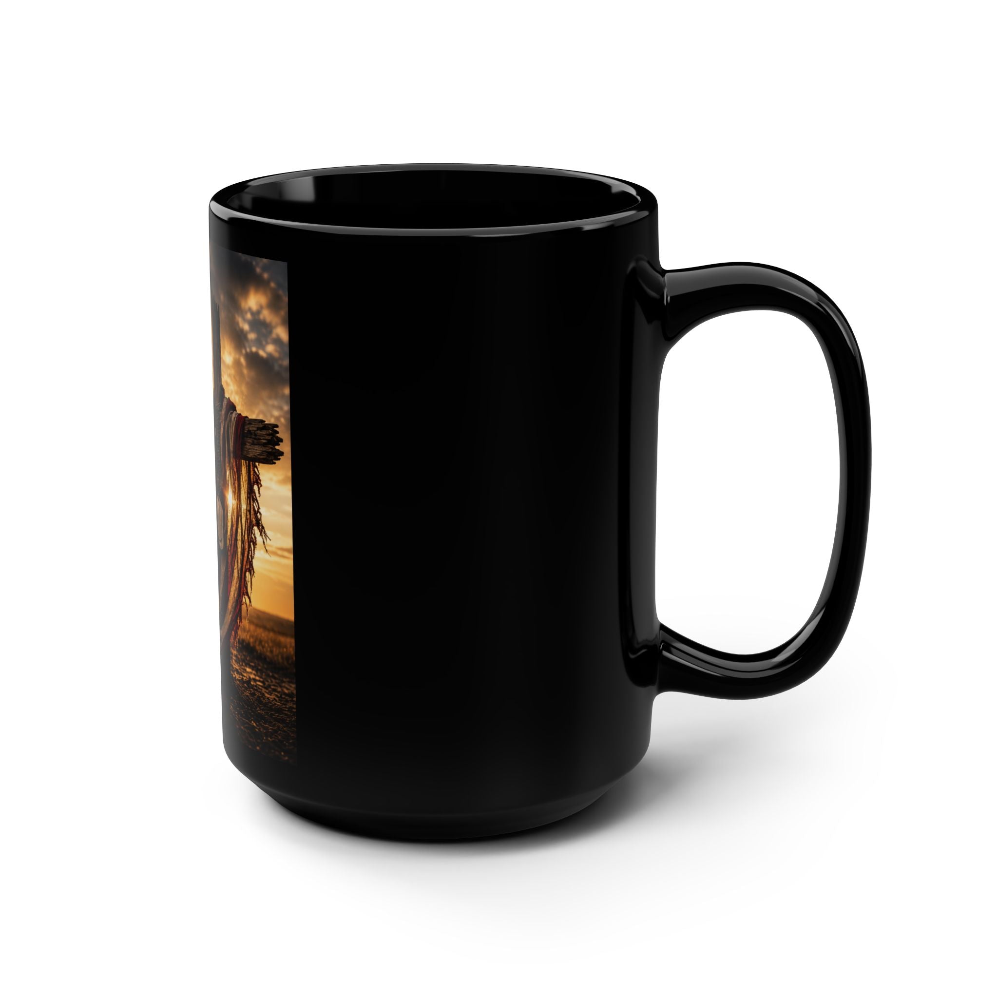 Red, White & True Black 15oz Mug — Patriotic Rustic Cross Coffee Cup