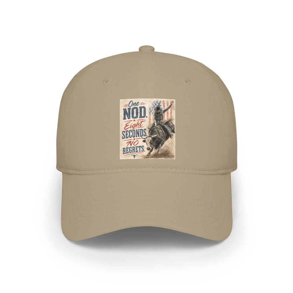 Low Profile Baseball Cap - 'One Nod Eight Seconds No Regrets' Bull Rider Rodeo Hat