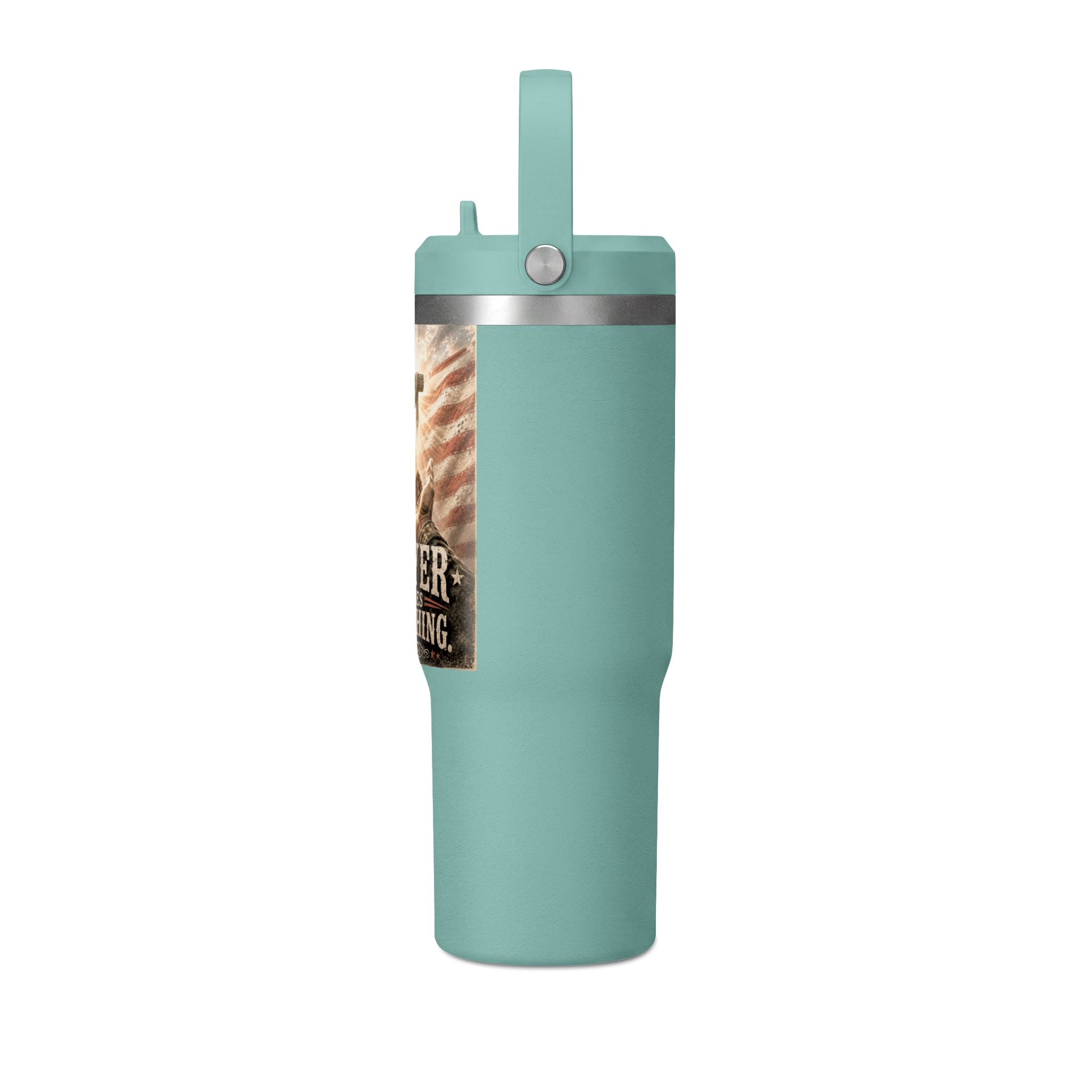 Prayer Changes Everything 32oz Tumbler - Christian Cross & American Flag Travel Cup