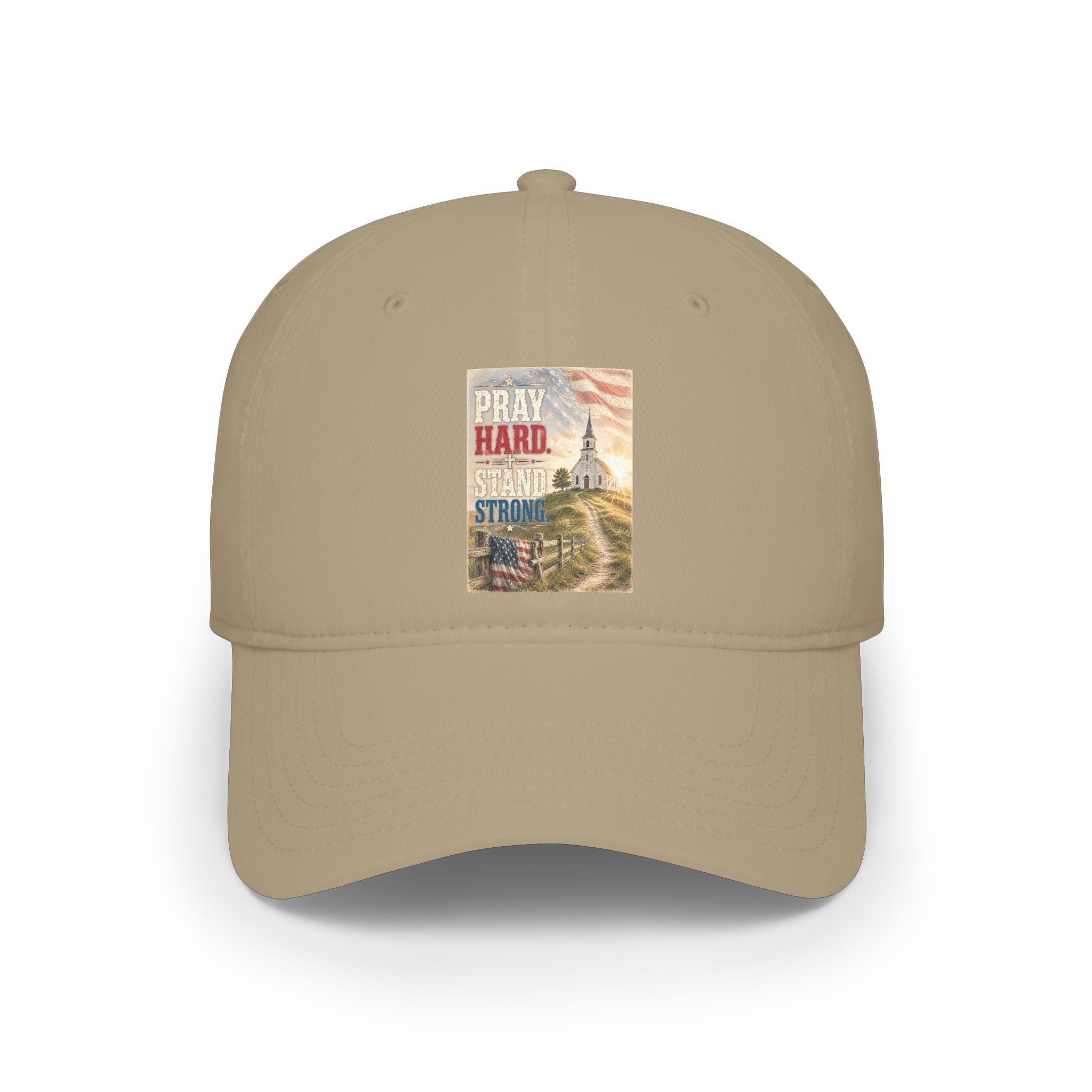 Patriotic 'Pray Hard, Stand Strong' Baseball Cap
