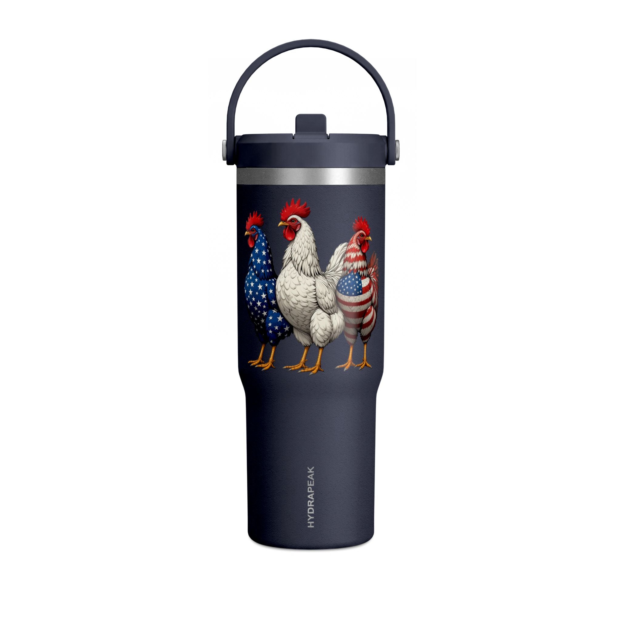 Patriotic Rooster 32oz Tumbler – American Flag Farmhouse Travel Cup