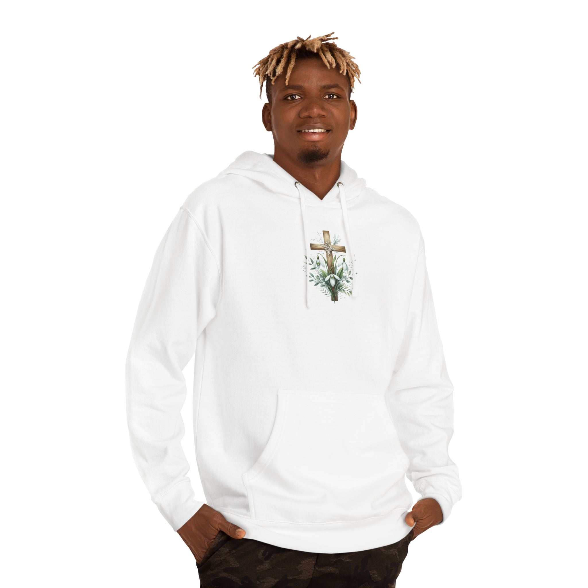 Floral Cross Hoodie – Small Easter Cross Floral Graphic Hooded Sweatshirt