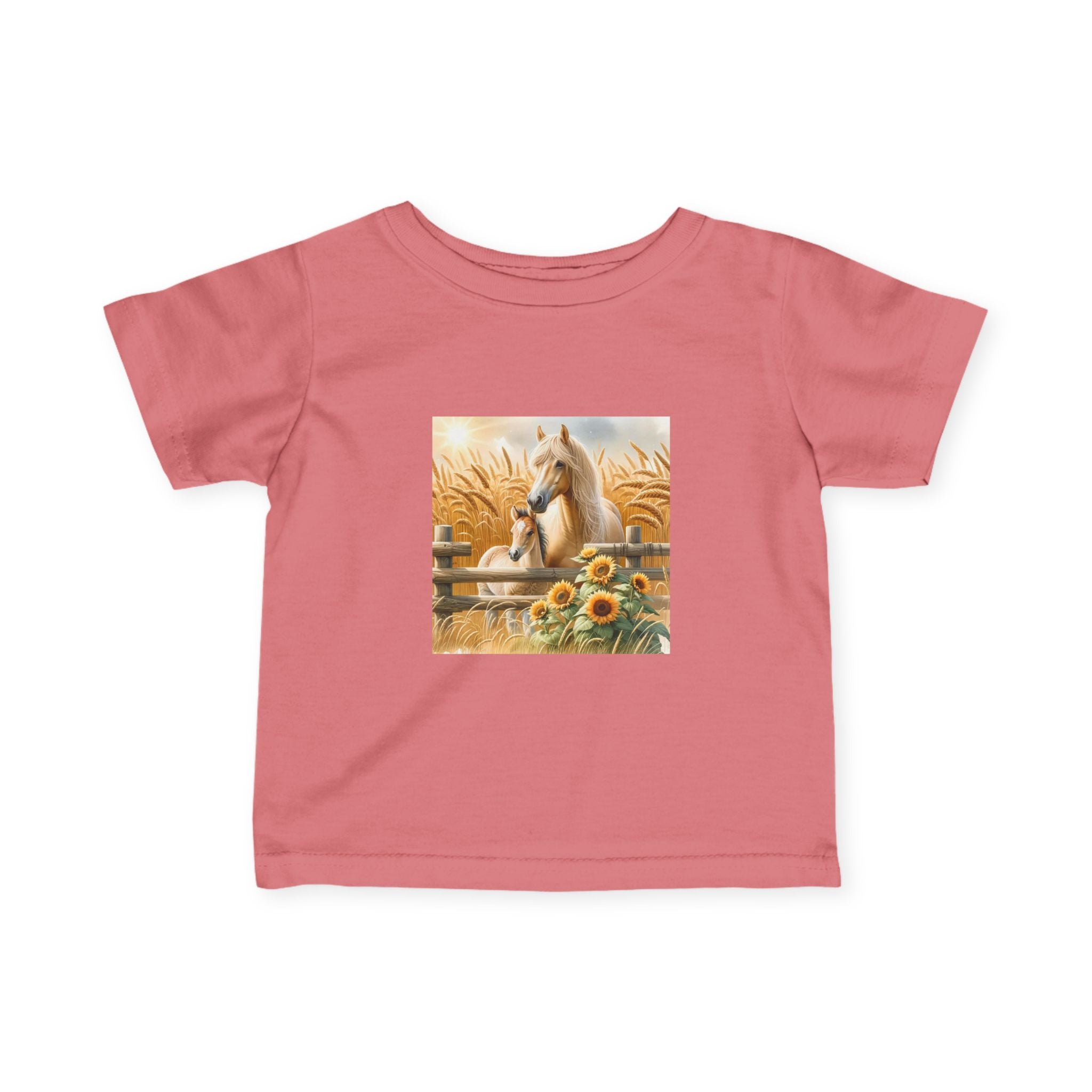Infant Tee — Rustic Horse & Sunflower Farmyard Design