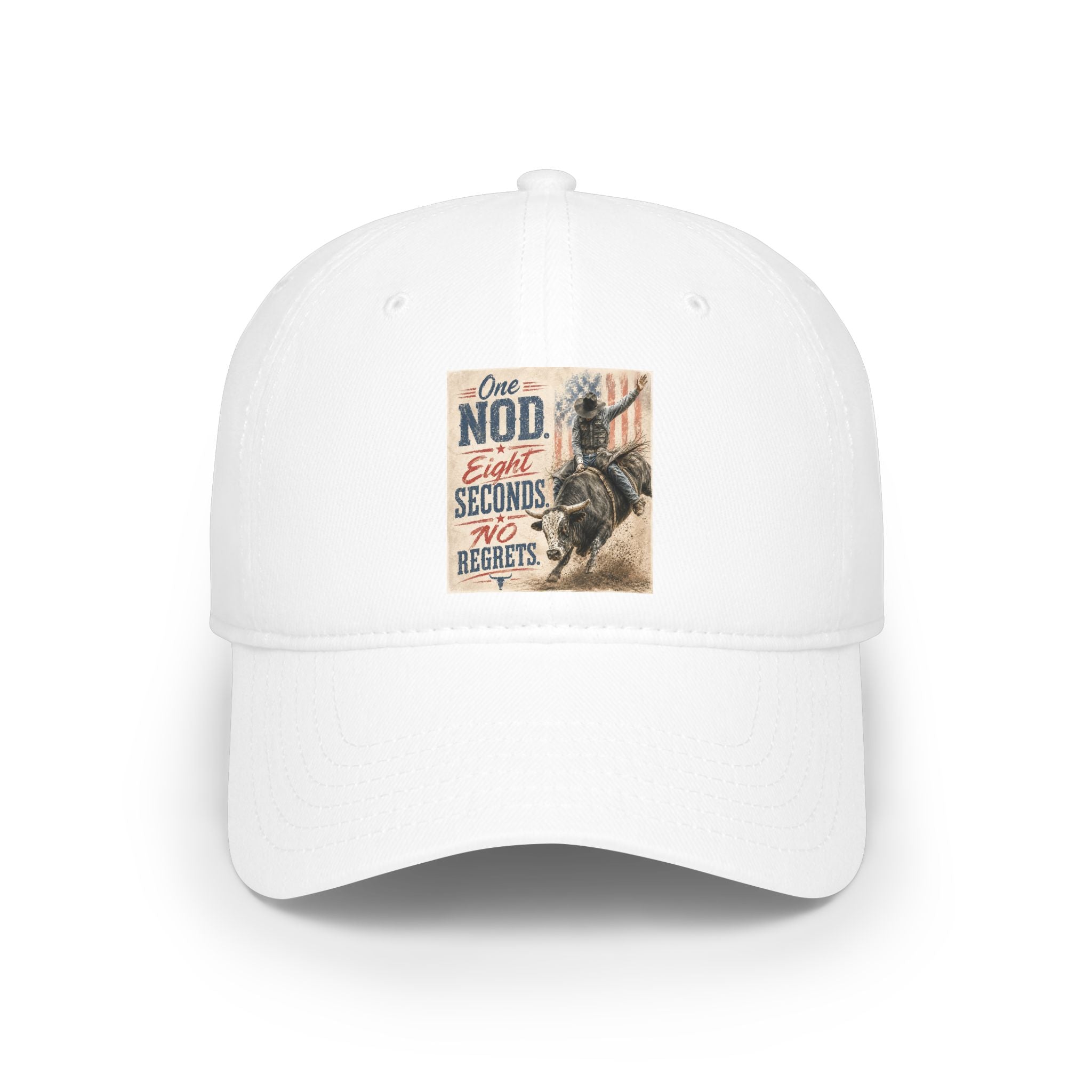 Low Profile Baseball Cap - 'One Nod Eight Seconds No Regrets' Bull Rider Rodeo Hat