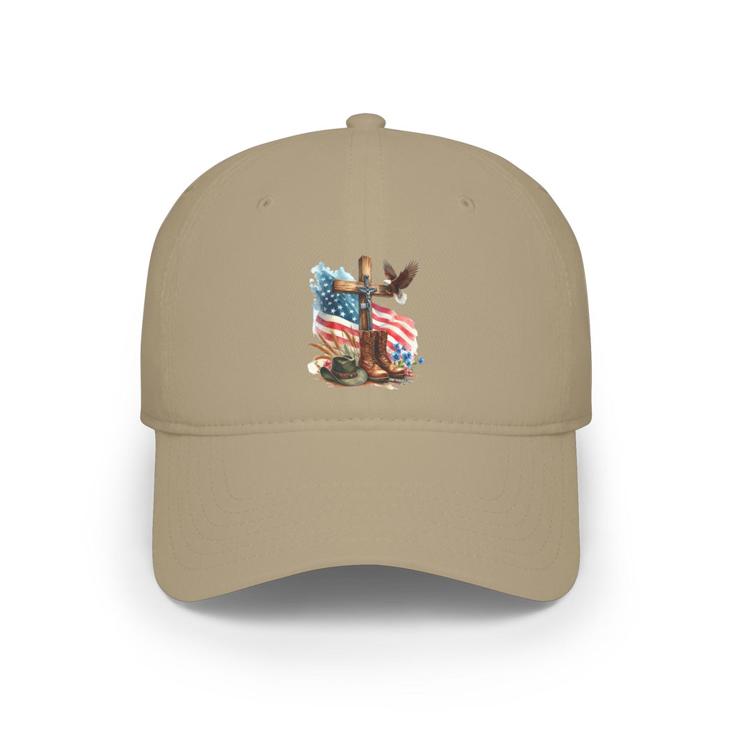 American Flag Cross Cap — Patriotic Low Profile Baseball Hat