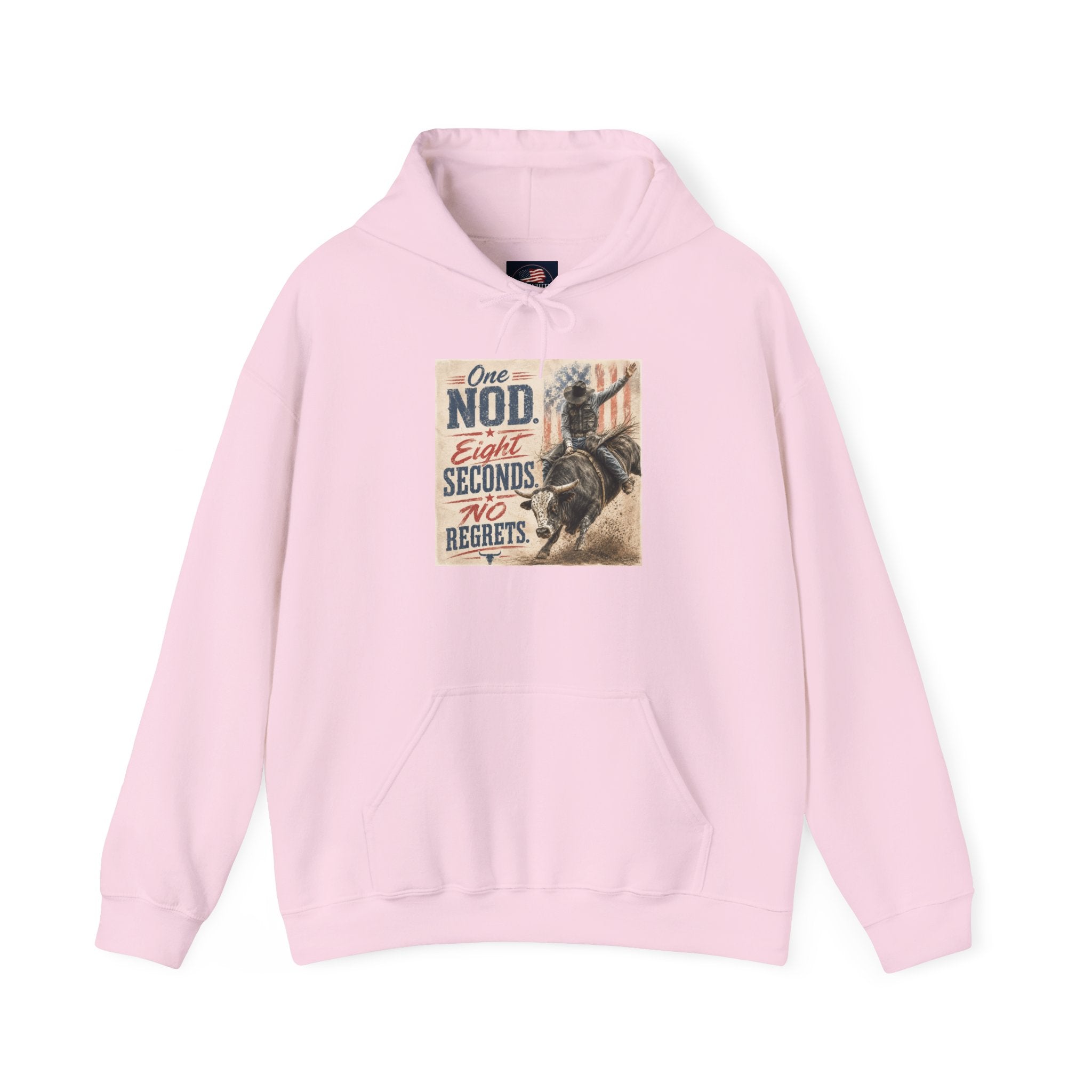 Hoodie - 'One Nod Eight Seconds No Regrets' Motorcycle Rider Vintage Graphic Hoodie