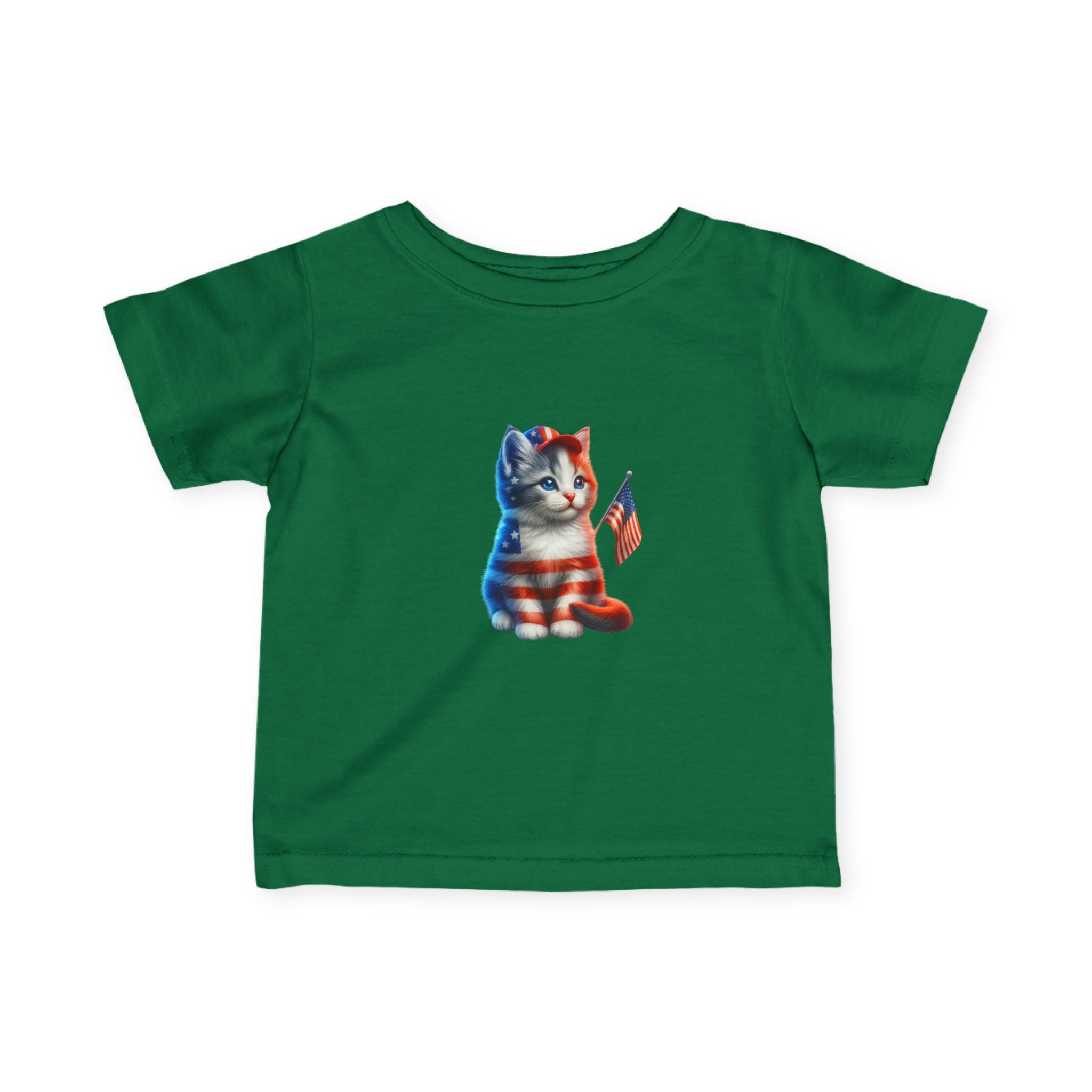 Infant Tee — Patriotic American Flag Kitten Graphic