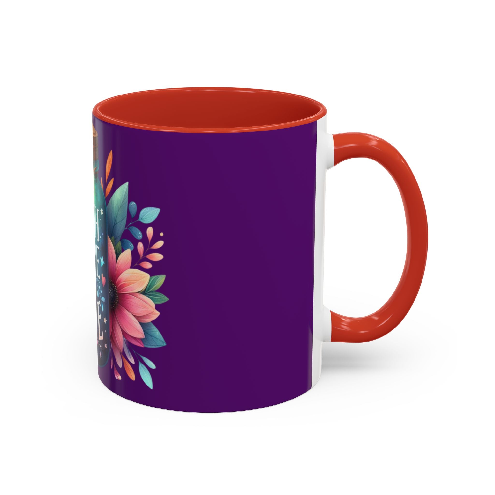 Faith Hope Love Accent Coffee Mug — Floral Jar Design (11/15 oz)