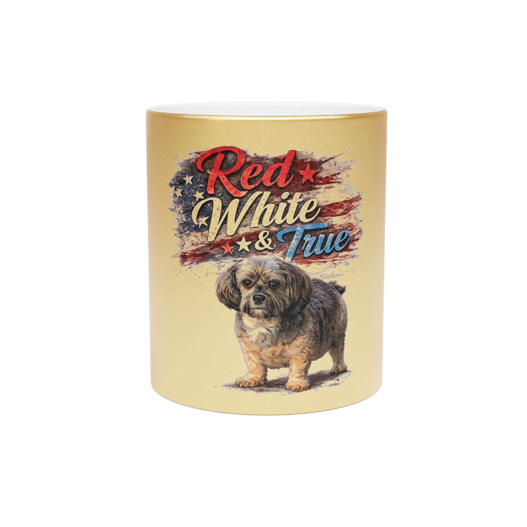 Red White & True Patriotic Dog Metallic Mug