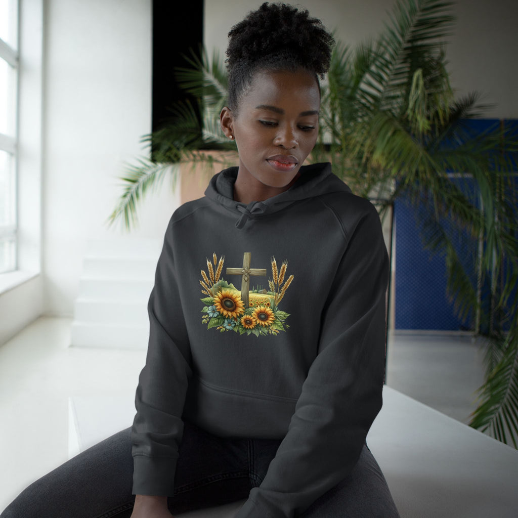Sunflower Cross Hoodie — Christian Faith Floral Pullover