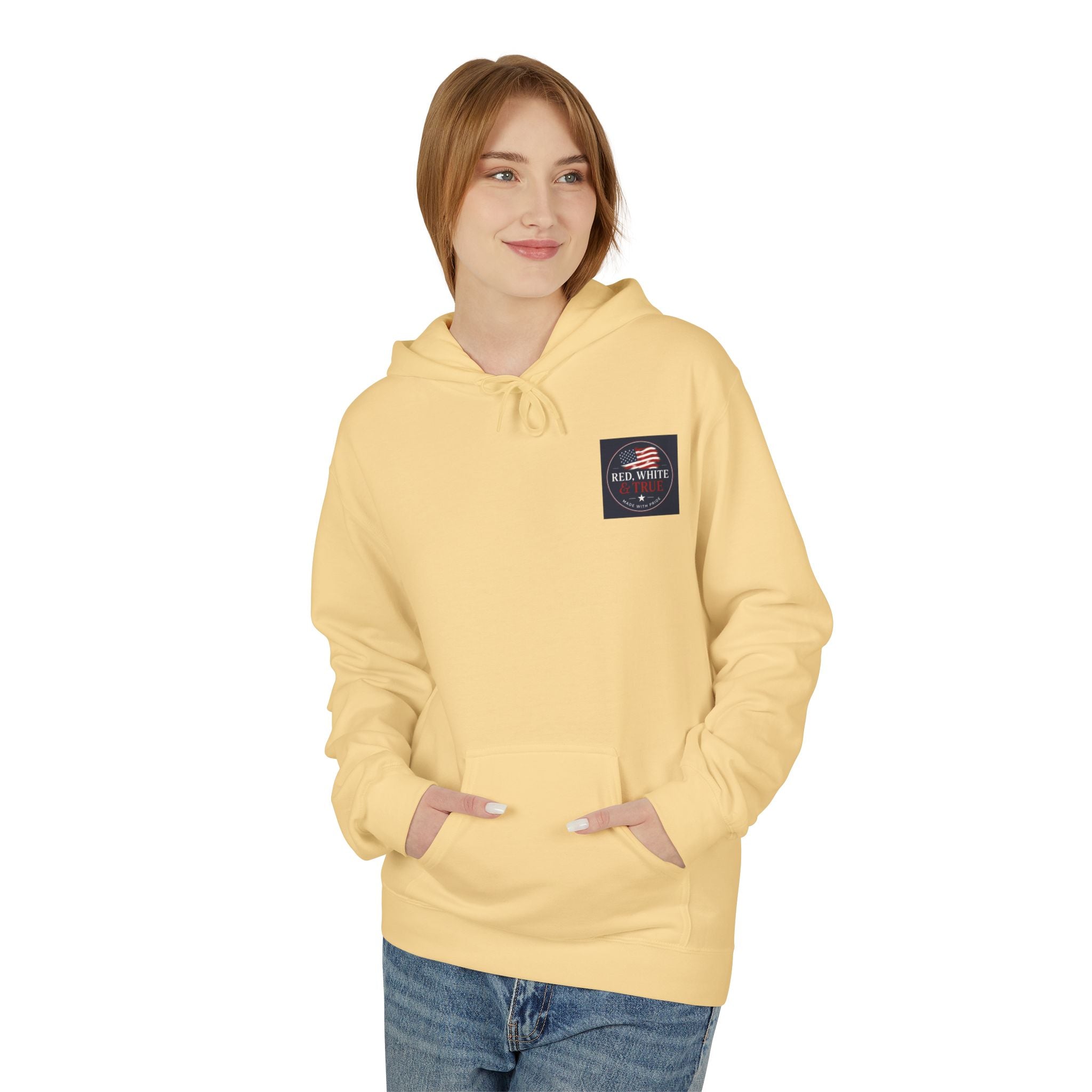 Red White & True Hoodie — Patriotic Cross Sunset Pullover