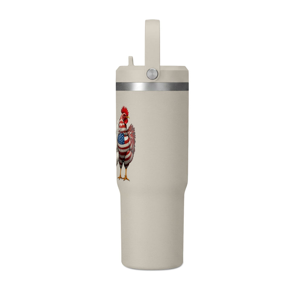 Patriotic Rooster 32oz Tumbler – American Flag Farmhouse Travel Cup