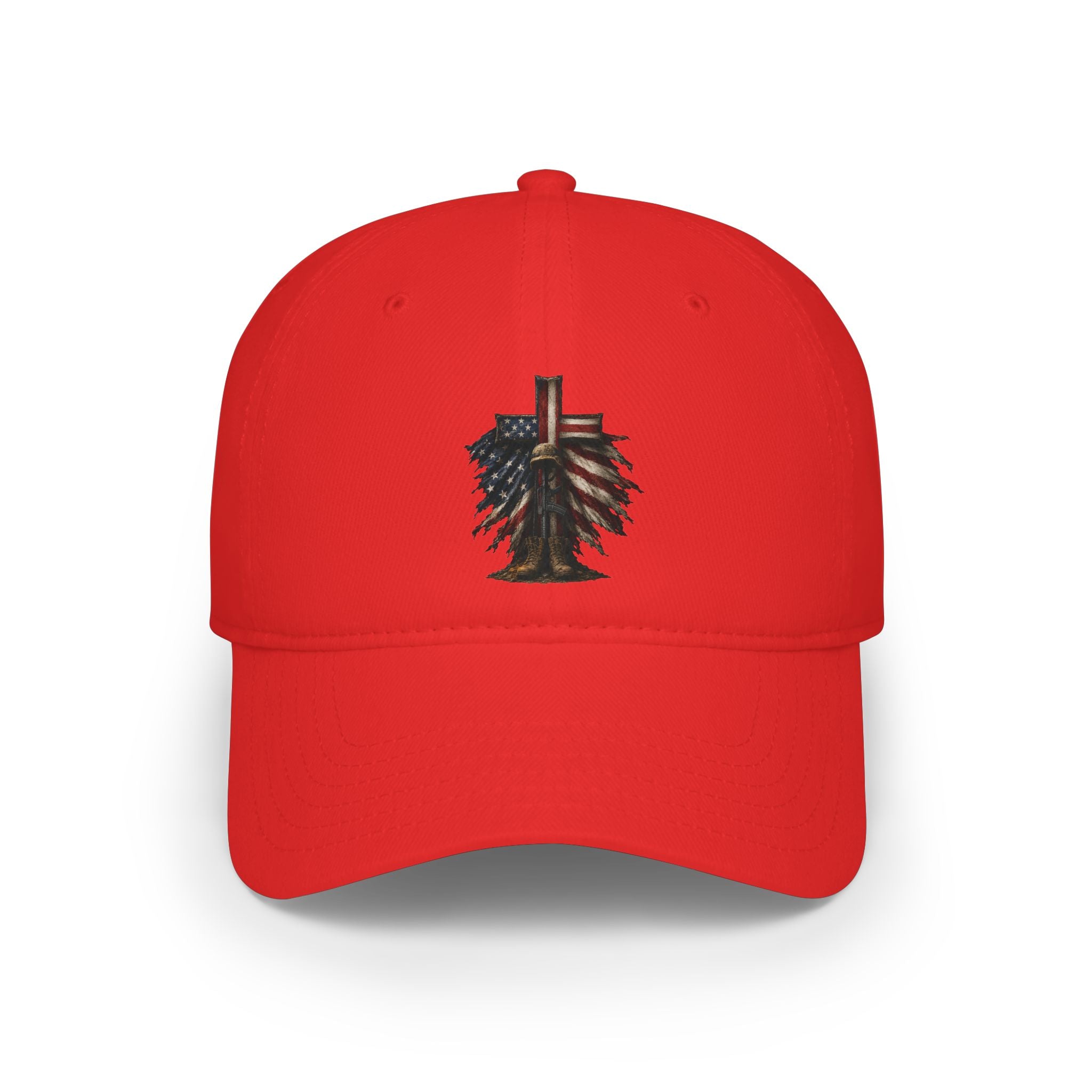 Low Profile Cap — Rustic American Flag Cross Emblem