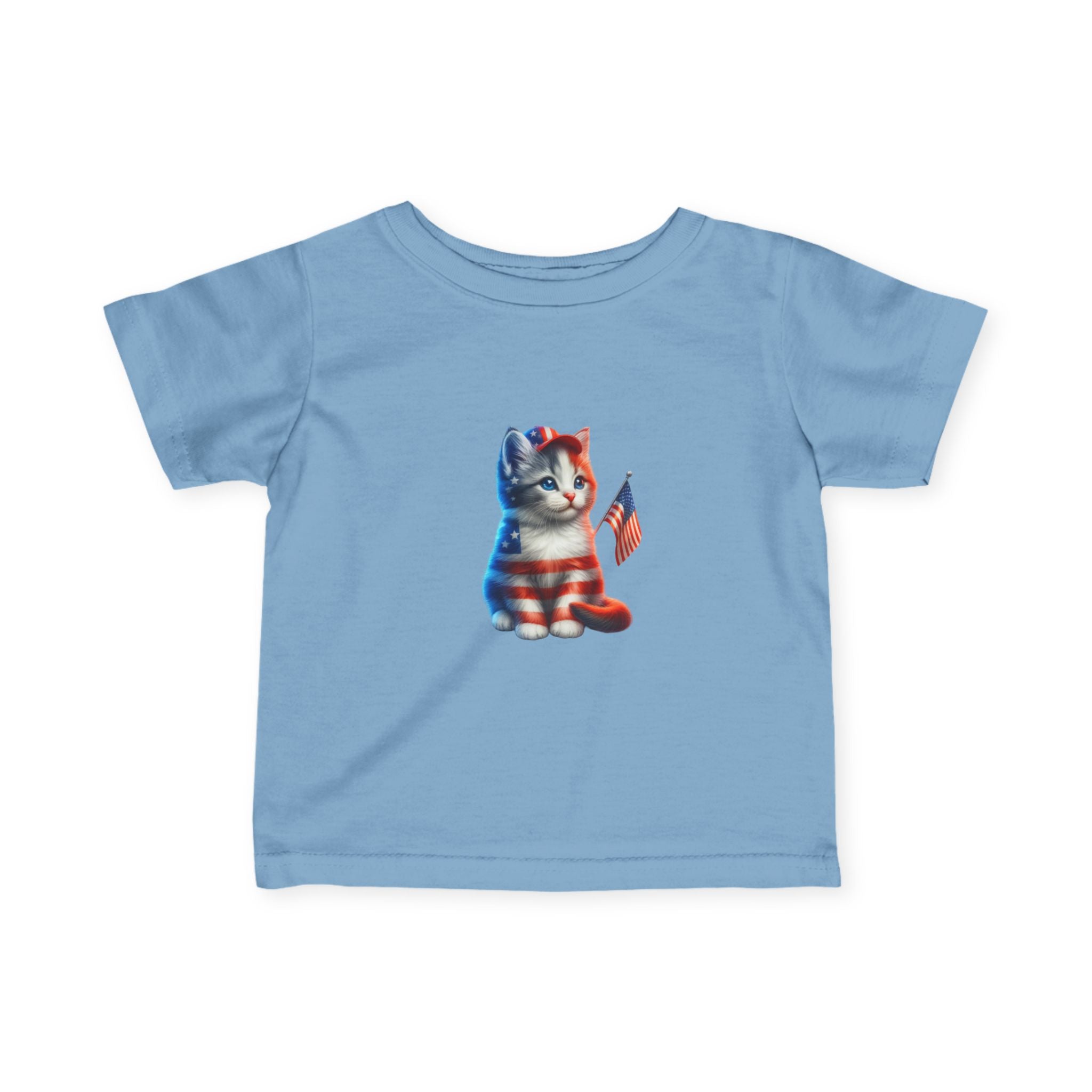 Infant Tee — Patriotic American Flag Kitten Graphic