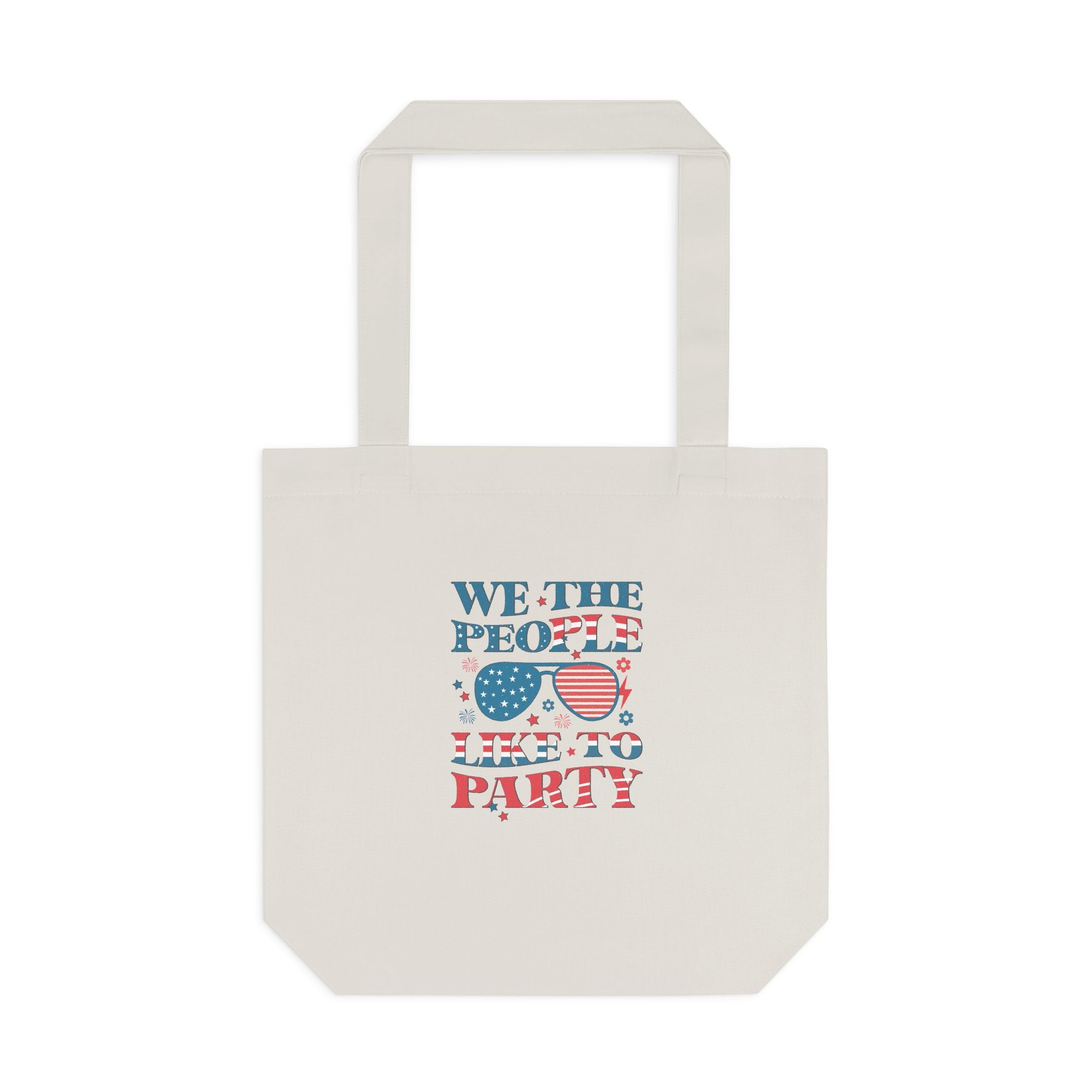 Patriotic "We The People" Cotton Tote Bag – Fourth of July USA Flag Market Bag