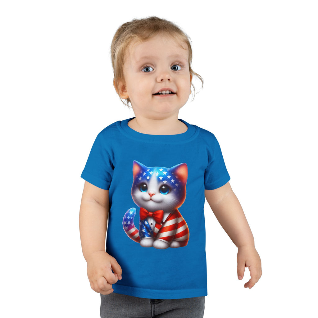 Toddler T-Shirt — Patriotic USA Flag Kitten Graphic