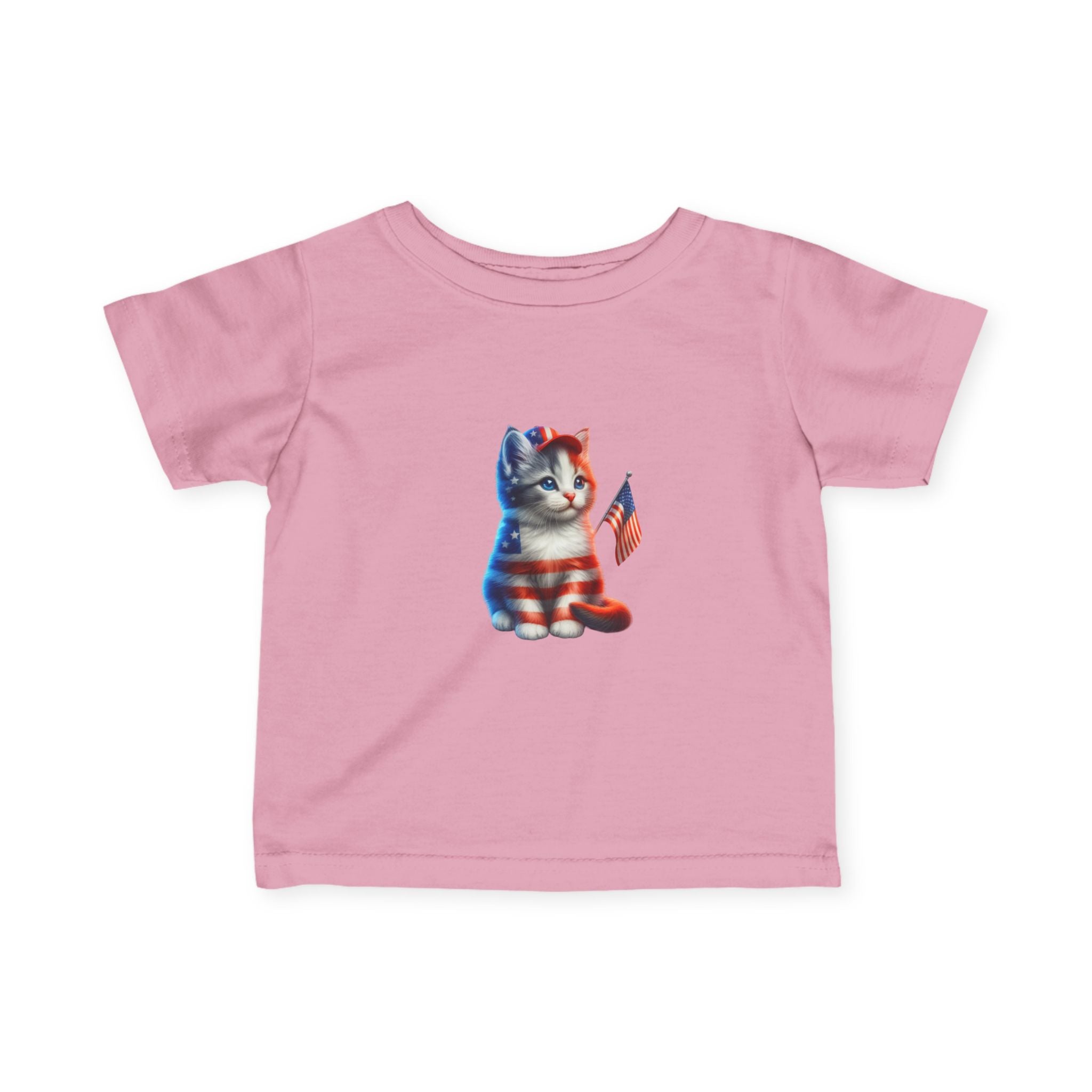 Infant Tee — Patriotic American Flag Kitten Graphic