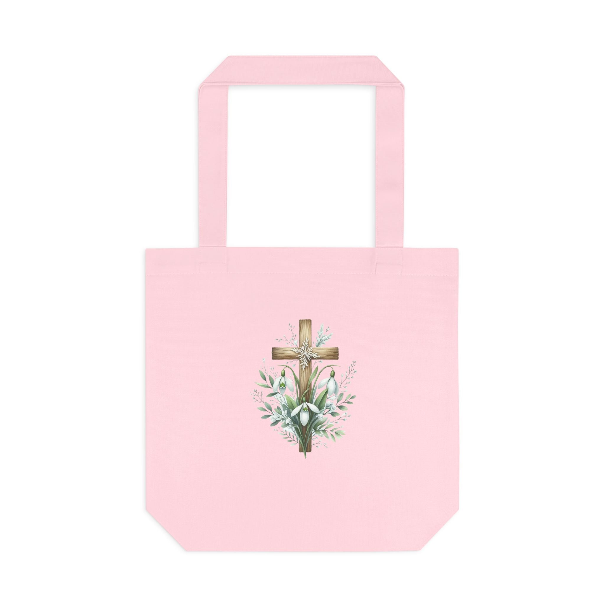Floral Cross Cotton Tote Bag – Easter Faith Reusable Market Bag