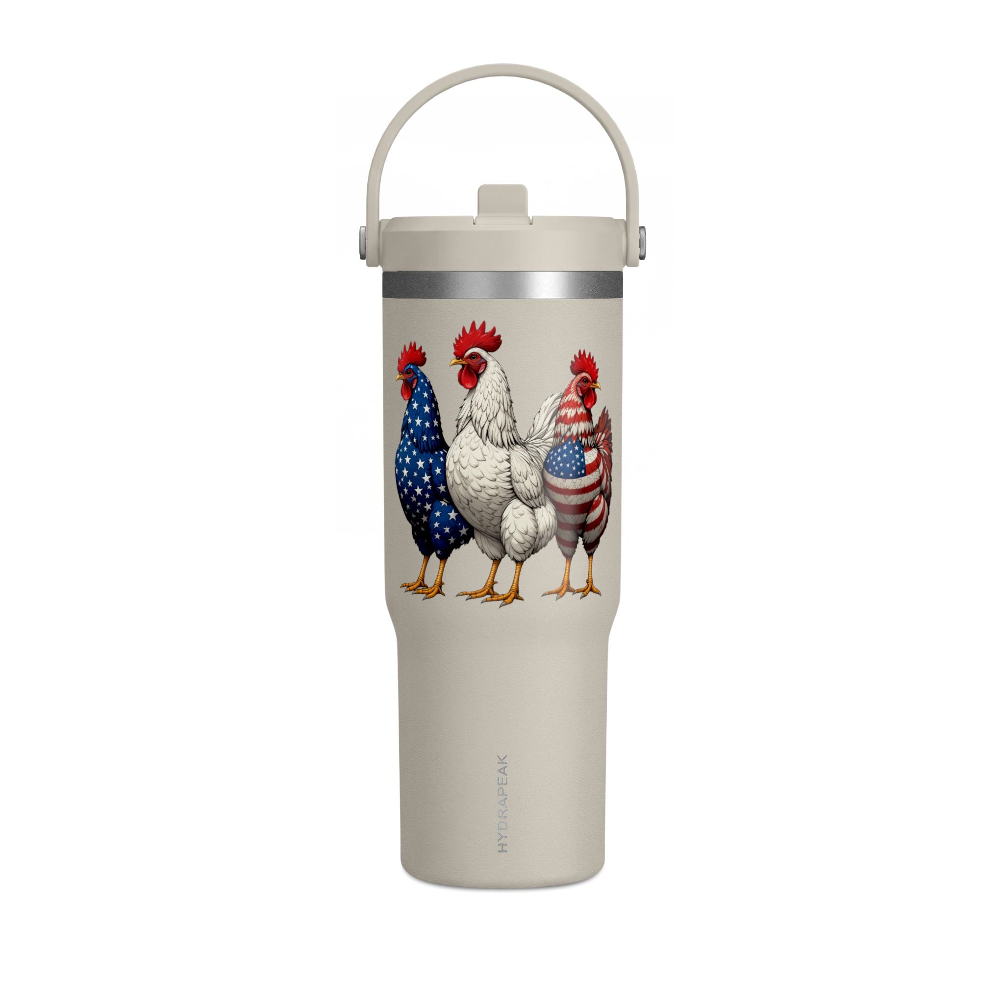 Patriotic Rooster 32oz Tumbler – American Flag Farmhouse Travel Cup