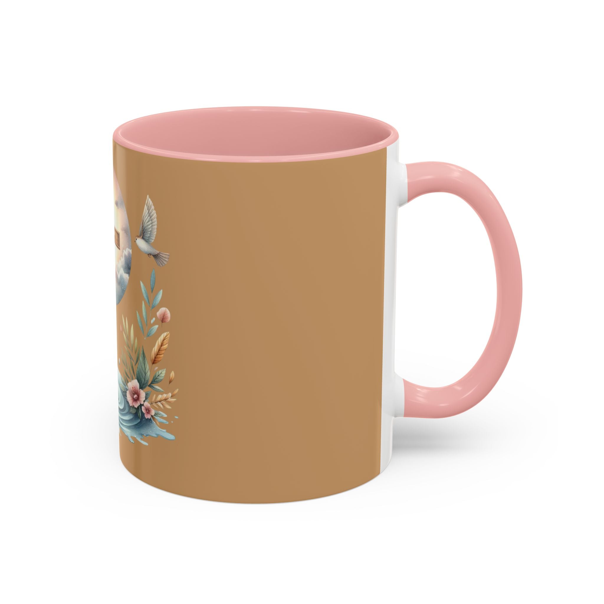Christian Cross Accent Coffee Mug — Faith, Doves & Floral Baptism Gift (11/15oz)
