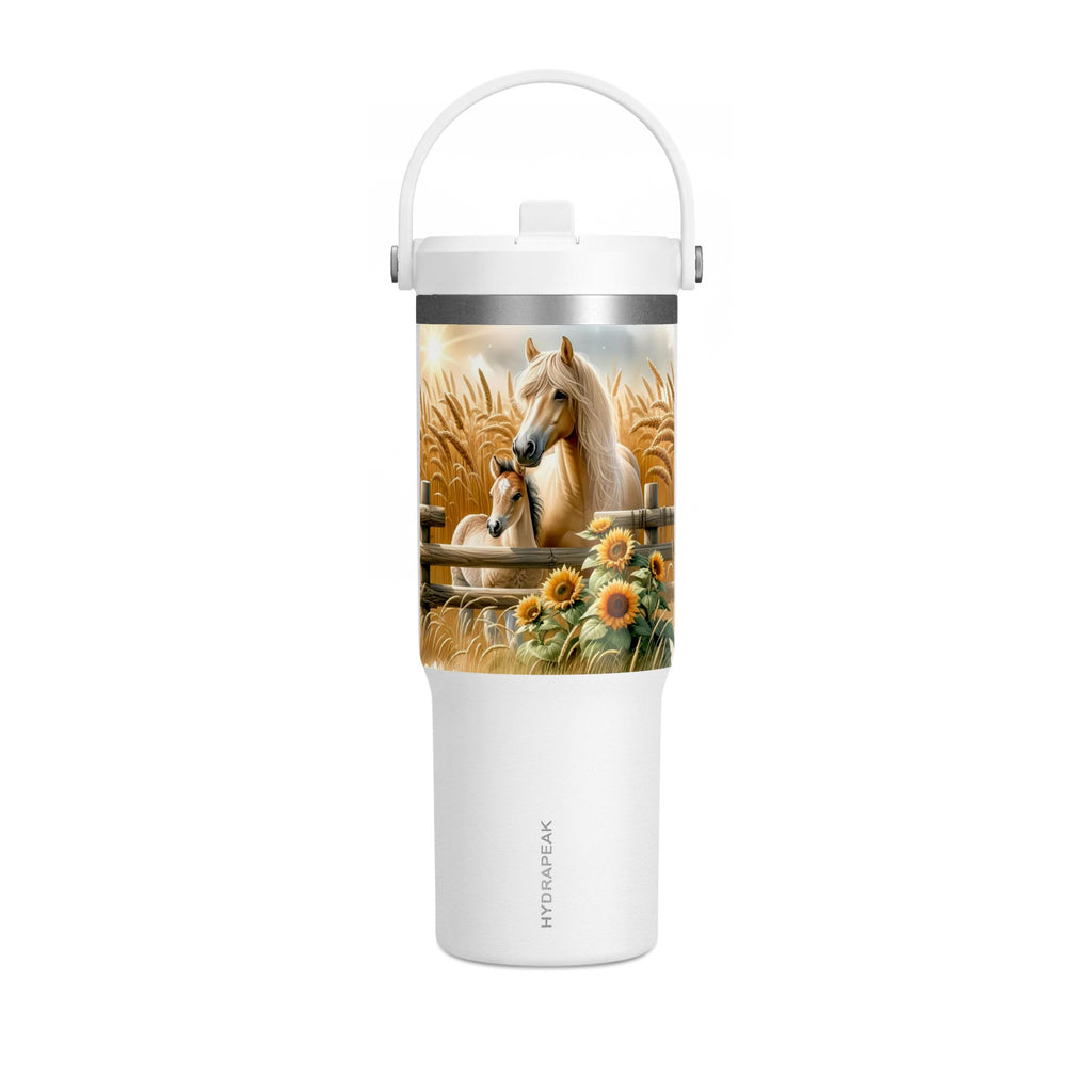32oz Horse Tumbler — Sunflower Farm Scene Stainless Travel Cup