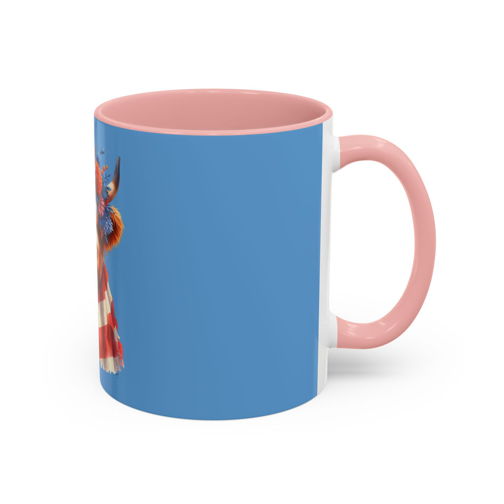 Patriotic Highland Cow Accent Coffee Mug – 11/15oz