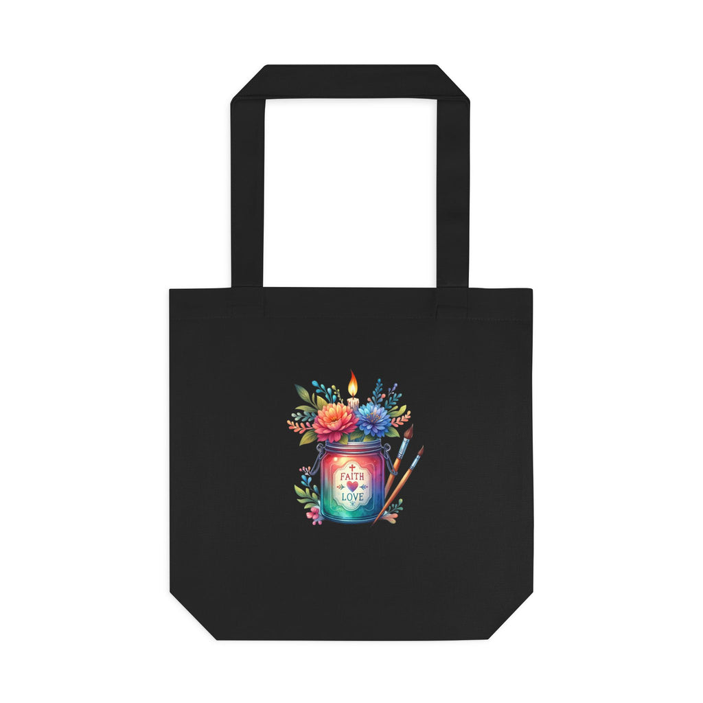 Tote Bag — 'Paint With Love' Floral Art Jar Cotton Tote